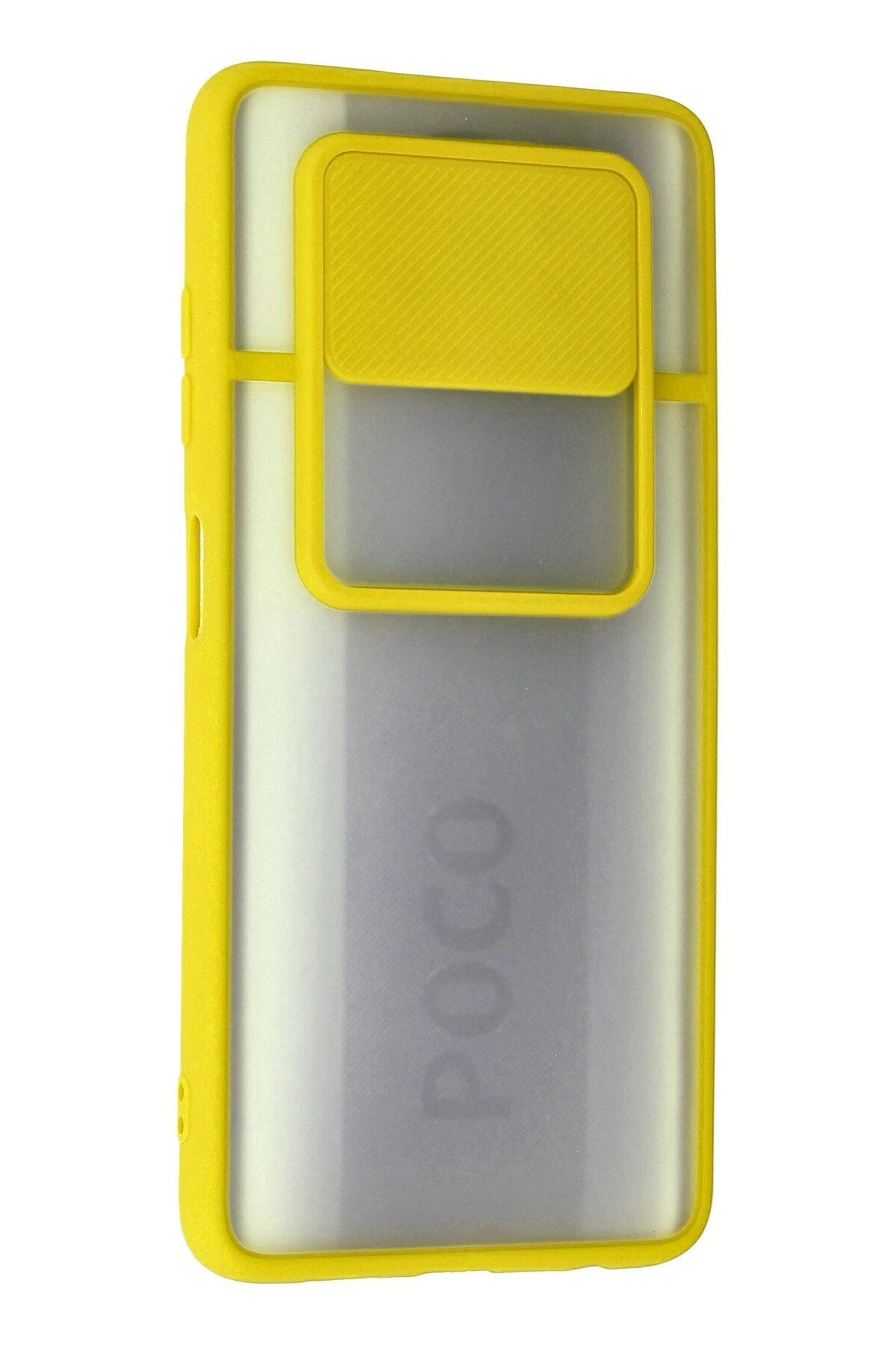 Newface Xiaomi Pocophone X3 Kılıf Palm Buzlu Kamera Sürgülü Silikon - Sarı