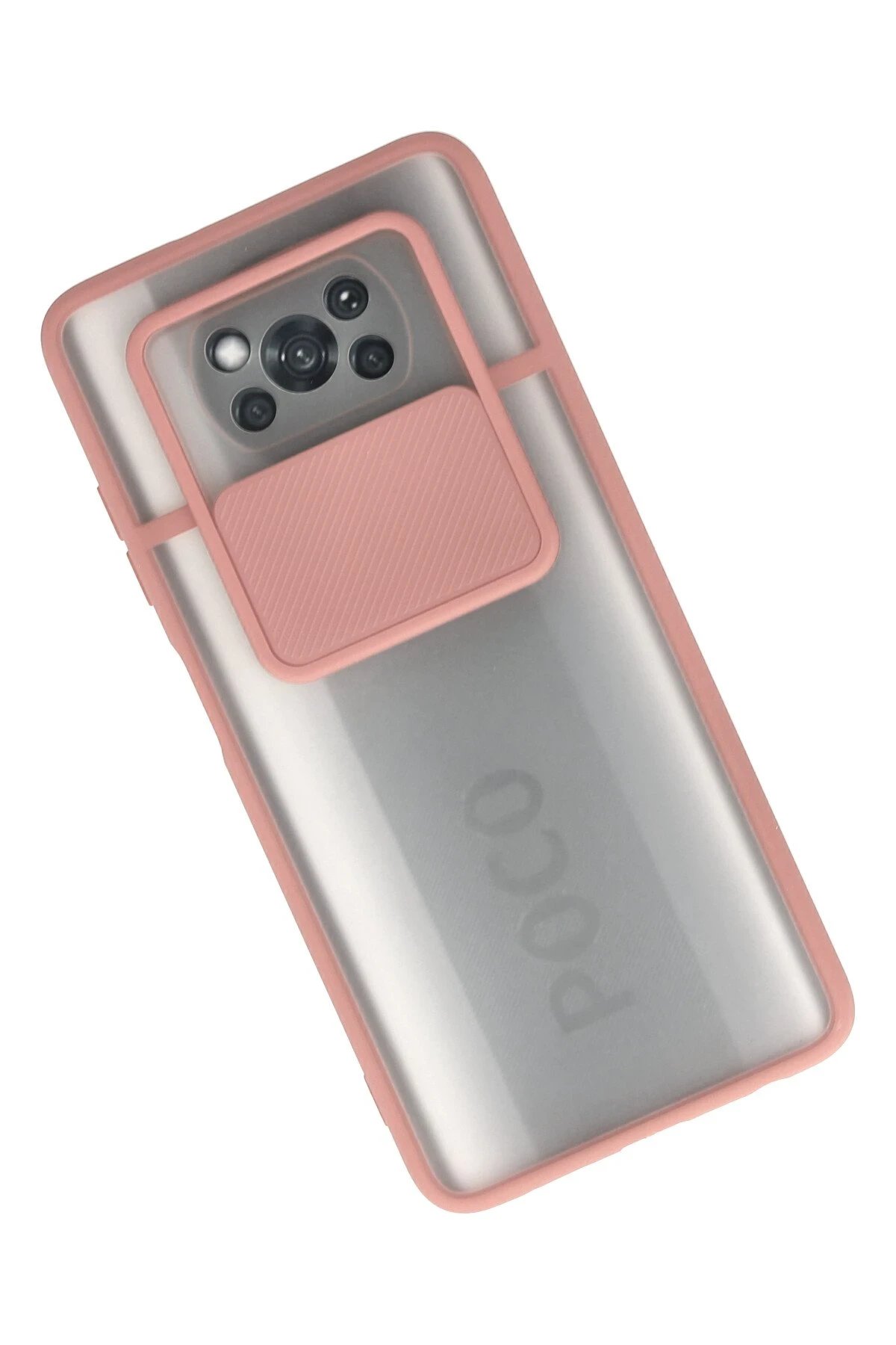 Newface Xiaomi Pocophone X3 Kılıf Palm Buzlu Kamera Sürgülü Silikon - Pembe