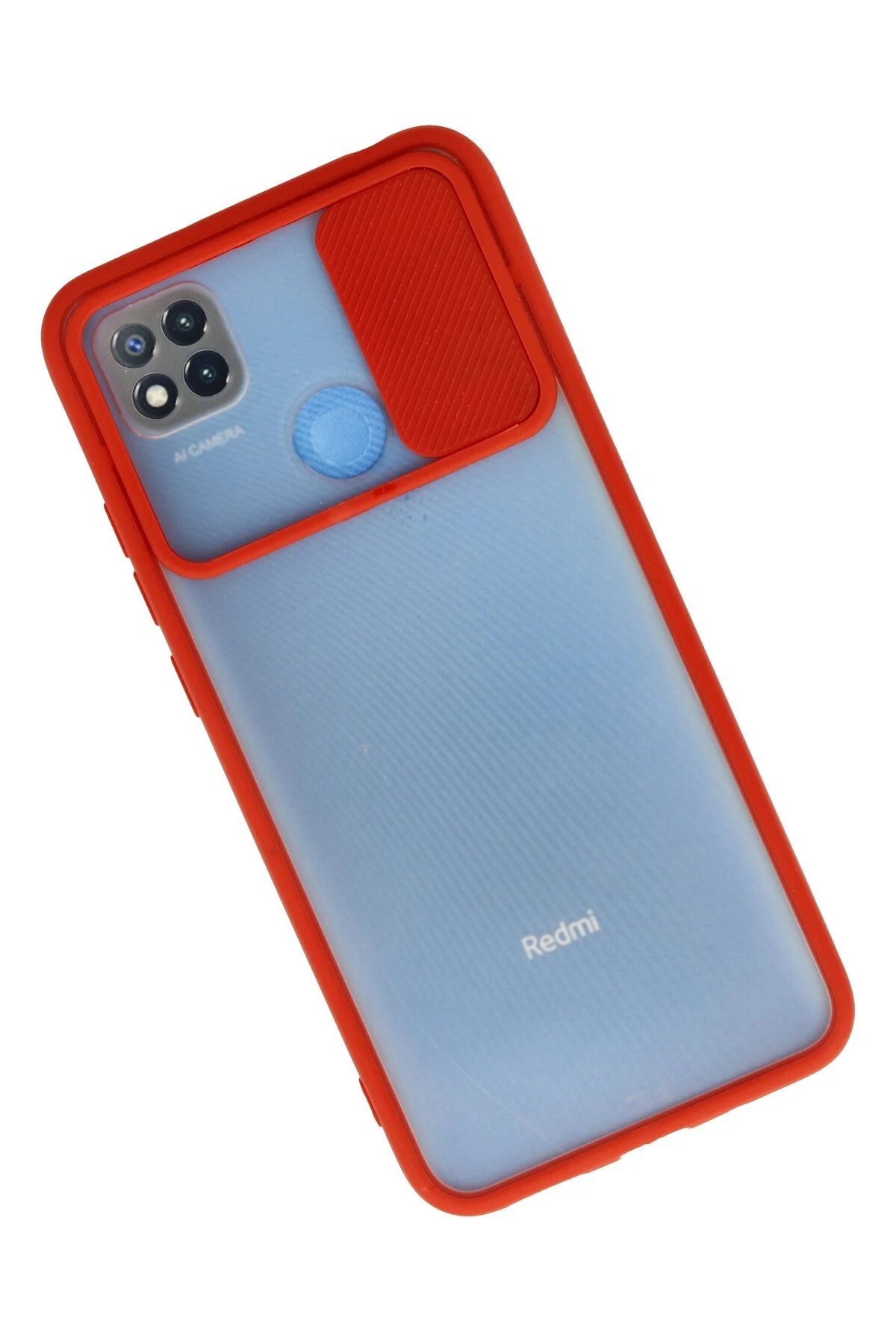 Newface Xiaomi Redmi 9C Kılıf Palm Buzlu Kamera Sürgülü Silikon - Kırmızı