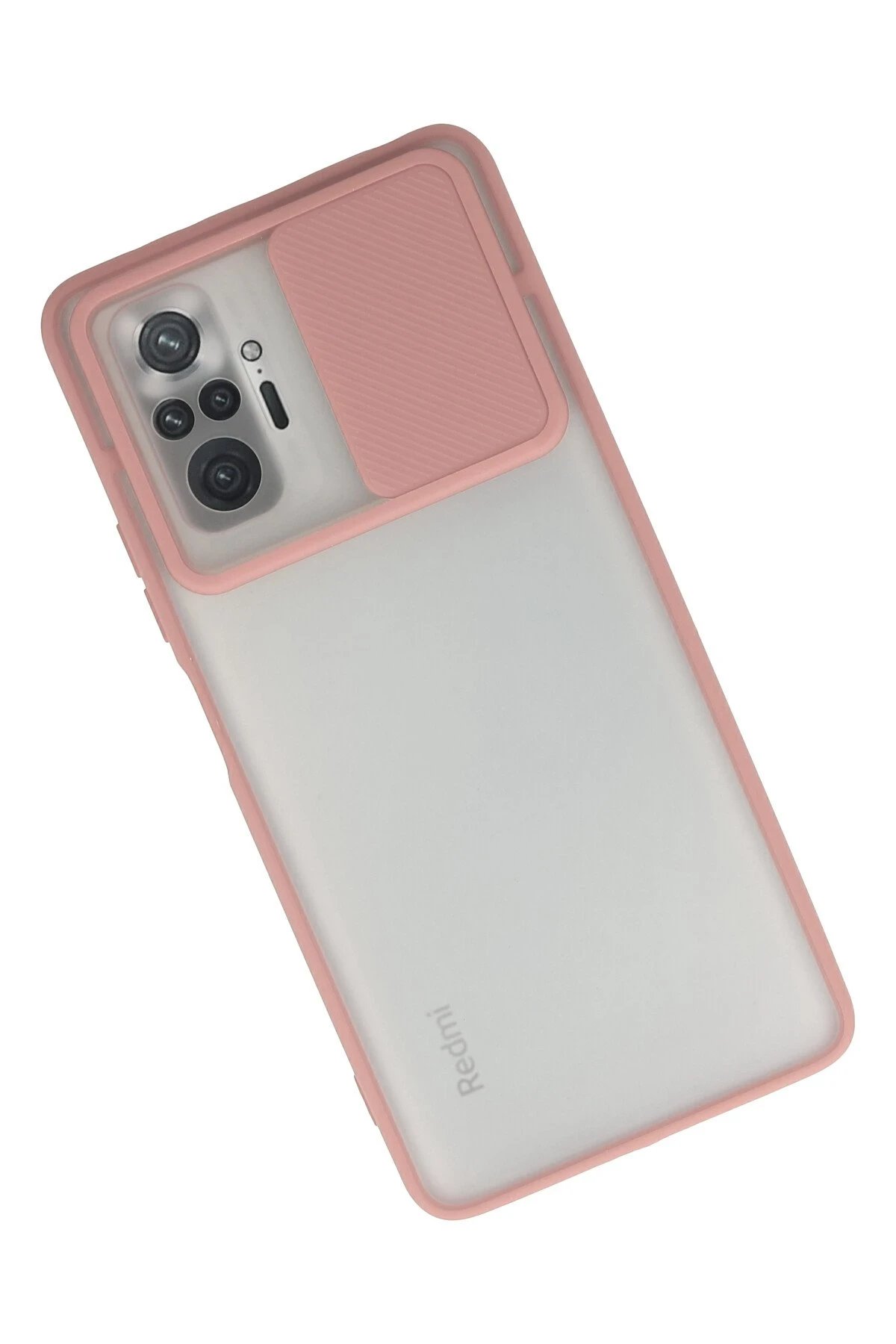 Newface Xiaomi Redmi Note 10 Pro Kılıf Palm Buzlu Kamera Sürgülü Silikon - Pembe