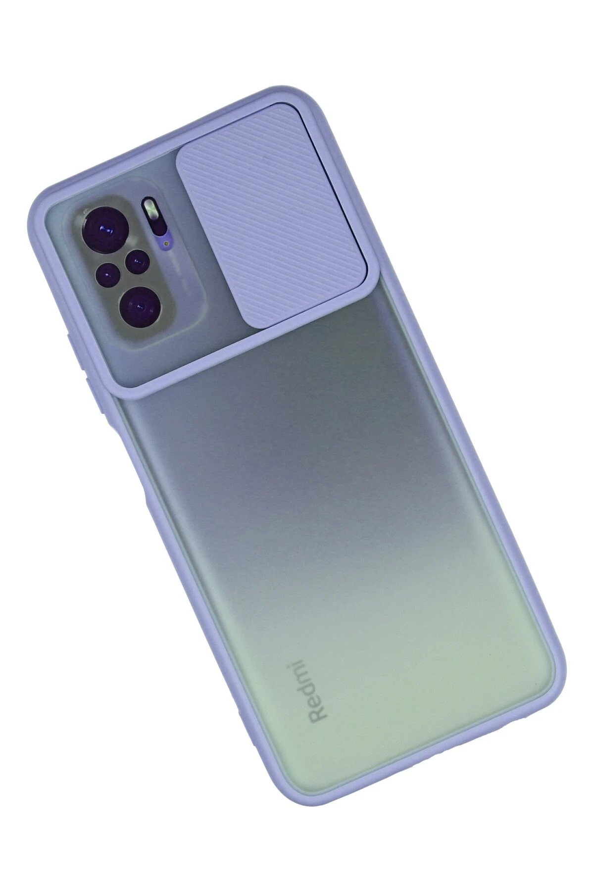 Newface Xiaomi Redmi Note 10 Kılıf Palm Buzlu Kamera Sürgülü Silikon - Lila