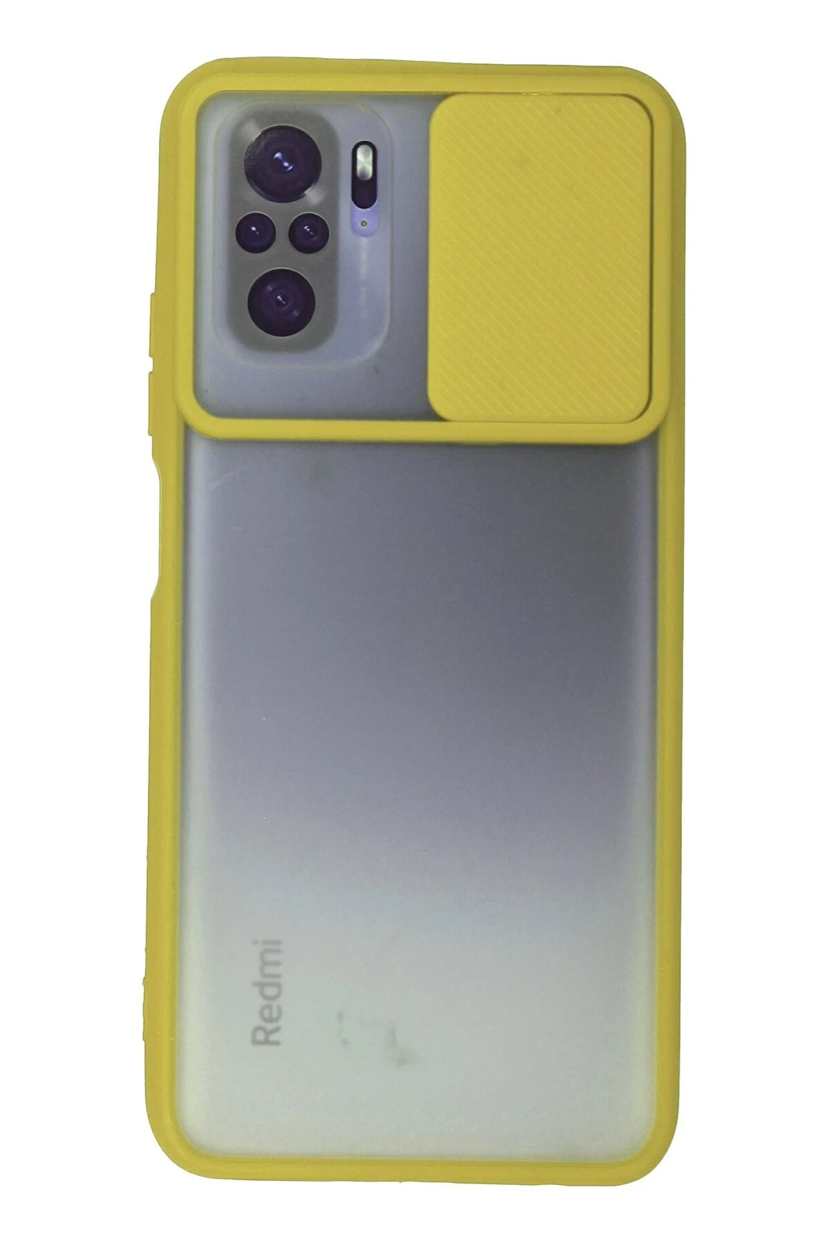 Newface Xiaomi Redmi Note 10 Kılıf Palm Buzlu Kamera Sürgülü Silikon - Sarı