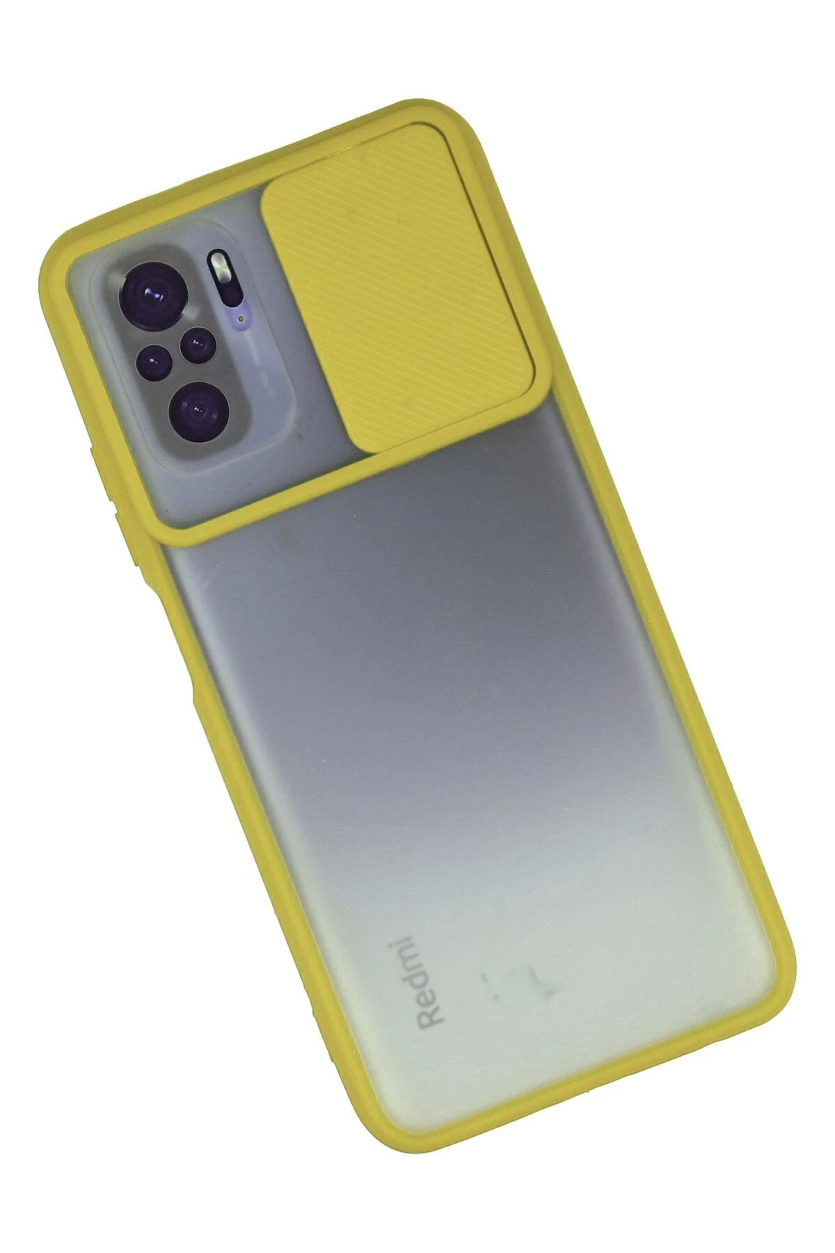 Newface Xiaomi Redmi Note 10 Kılıf Palm Buzlu Kamera Sürgülü Silikon - Sarı