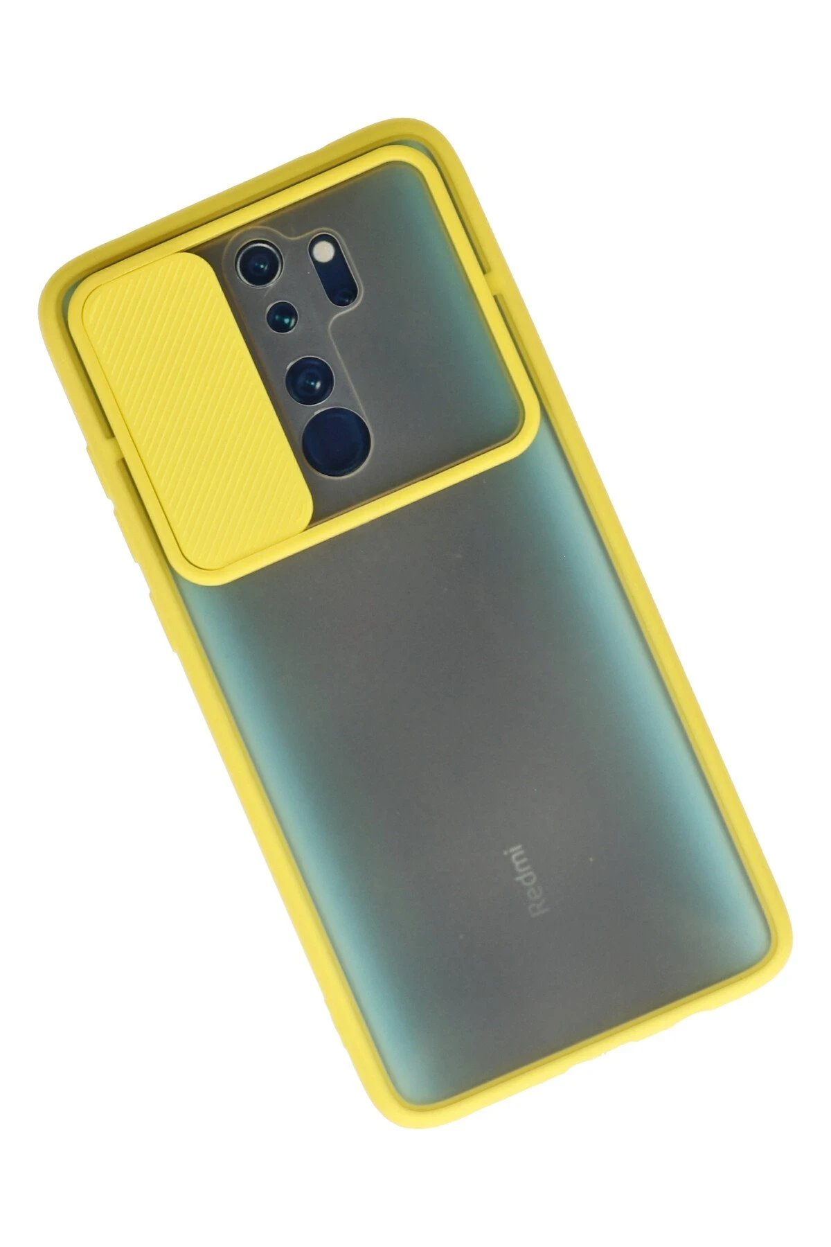 Newface Xiaomi Redmi Note 8 Pro Kılıf Palm Buzlu Kamera Sürgülü Silikon - Sarı