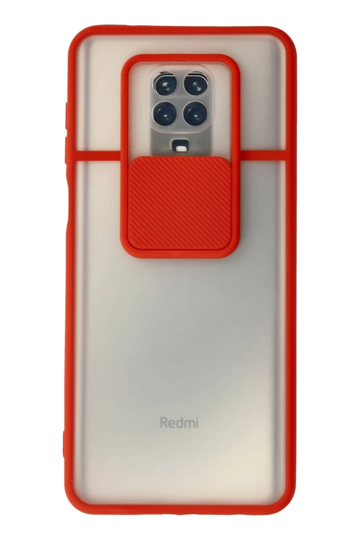 Newface Xiaomi Redmi Note 9 Pro Kılıf Palm Buzlu Kamera Sürgülü Silikon - Kırmızı