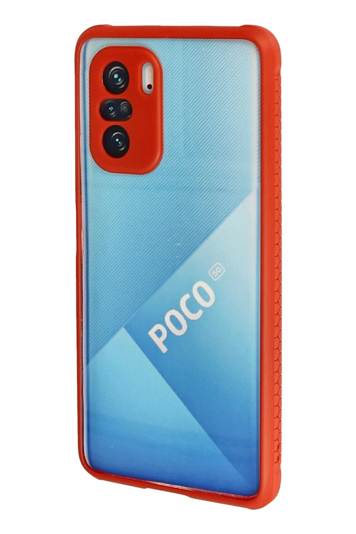 Newface Xiaomi Poco F3 Kılıf Miami Şeffaf Silikon - Kırmızı