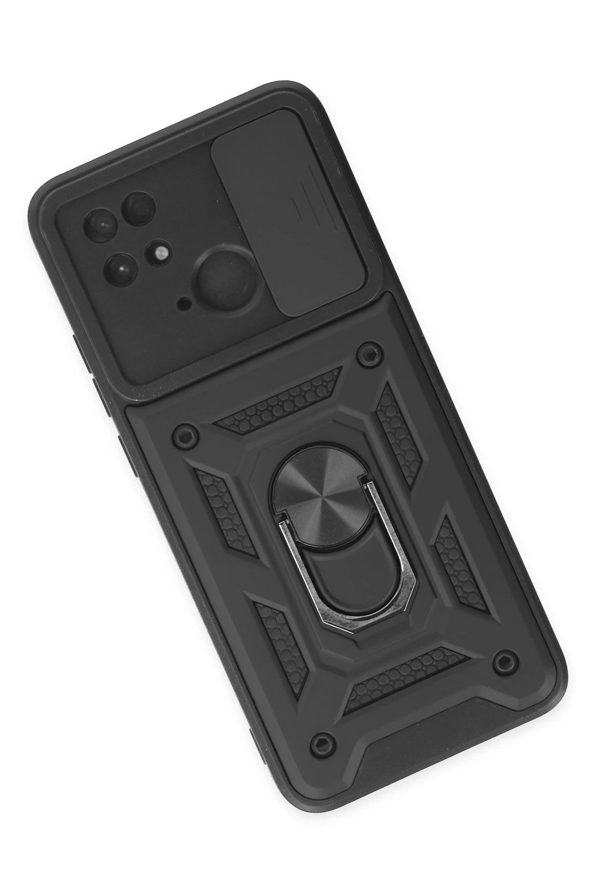 Newface Xiaomi Redmi 10C Kılıf Pars Lens Yüzüklü Silikon - Siyah