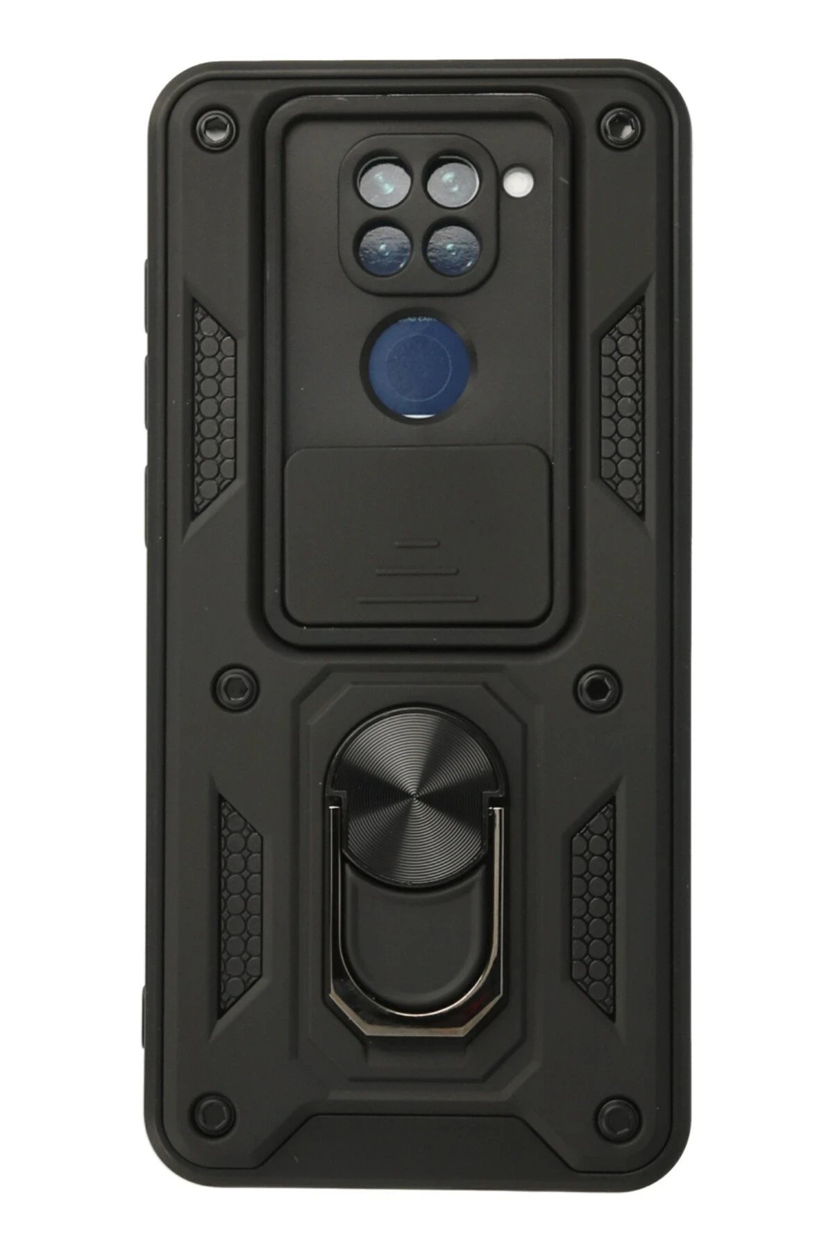 Newface Xiaomi Redmi Note 9 Kılıf Pars Lens Yüzüklü Silikon - Siyah