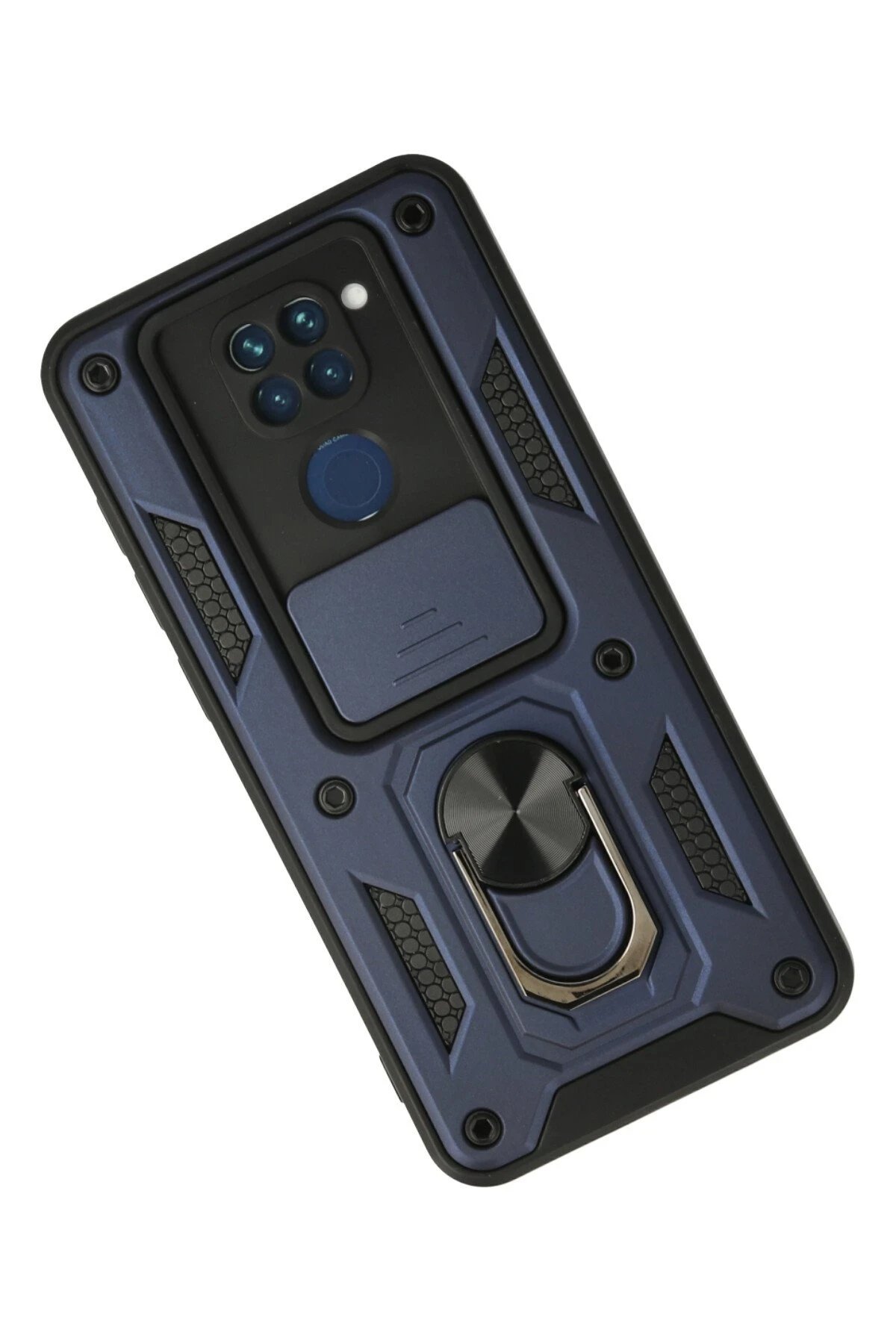 Newface Xiaomi Redmi Note 9 Kılıf Pars Lens Yüzüklü Silikon - Lacivert