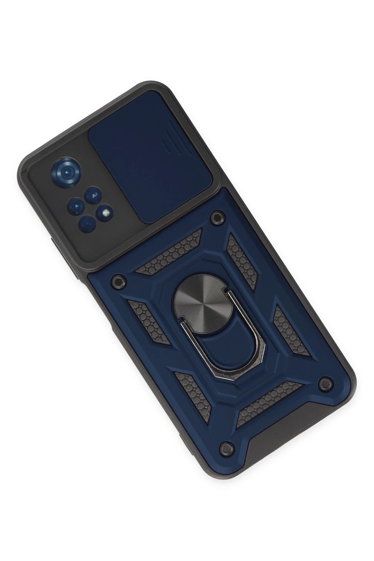 Newface Xiaomi Poco M4 Pro 4G Kılıf Pars Lens Yüzüklü Silikon - Lacivert