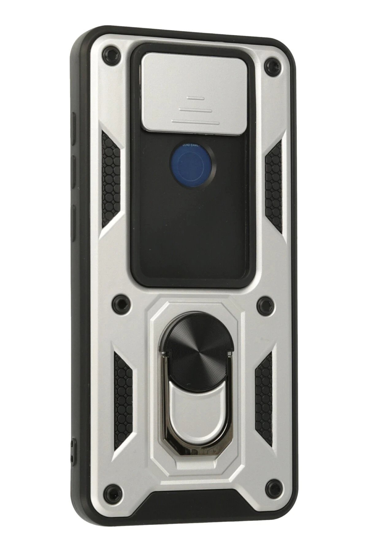 Newface Xiaomi Redmi Note 9 Kılıf Pars Lens Yüzüklü Silikon - Gümüş