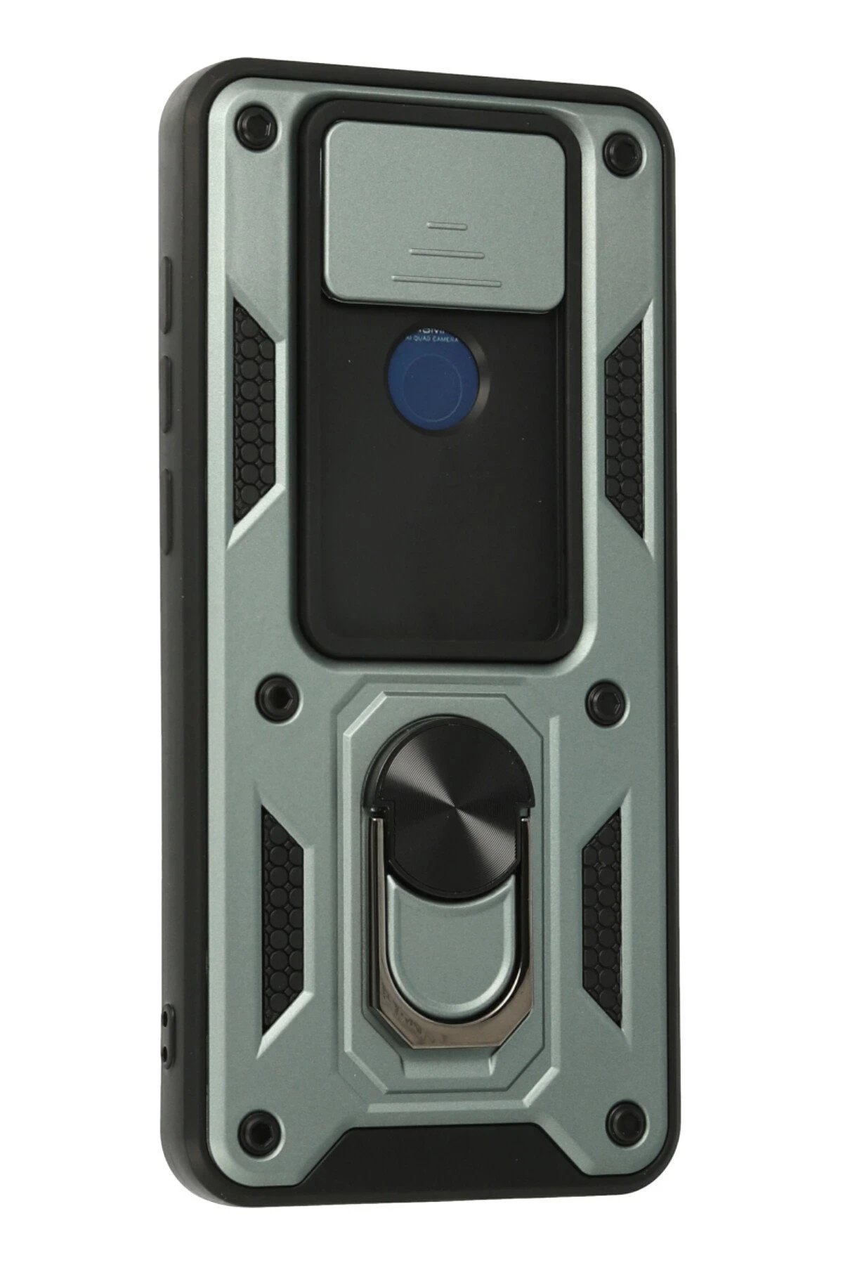 Newface Xiaomi Redmi Note 9 Kılıf Pars Lens Yüzüklü Silikon - Yeşil