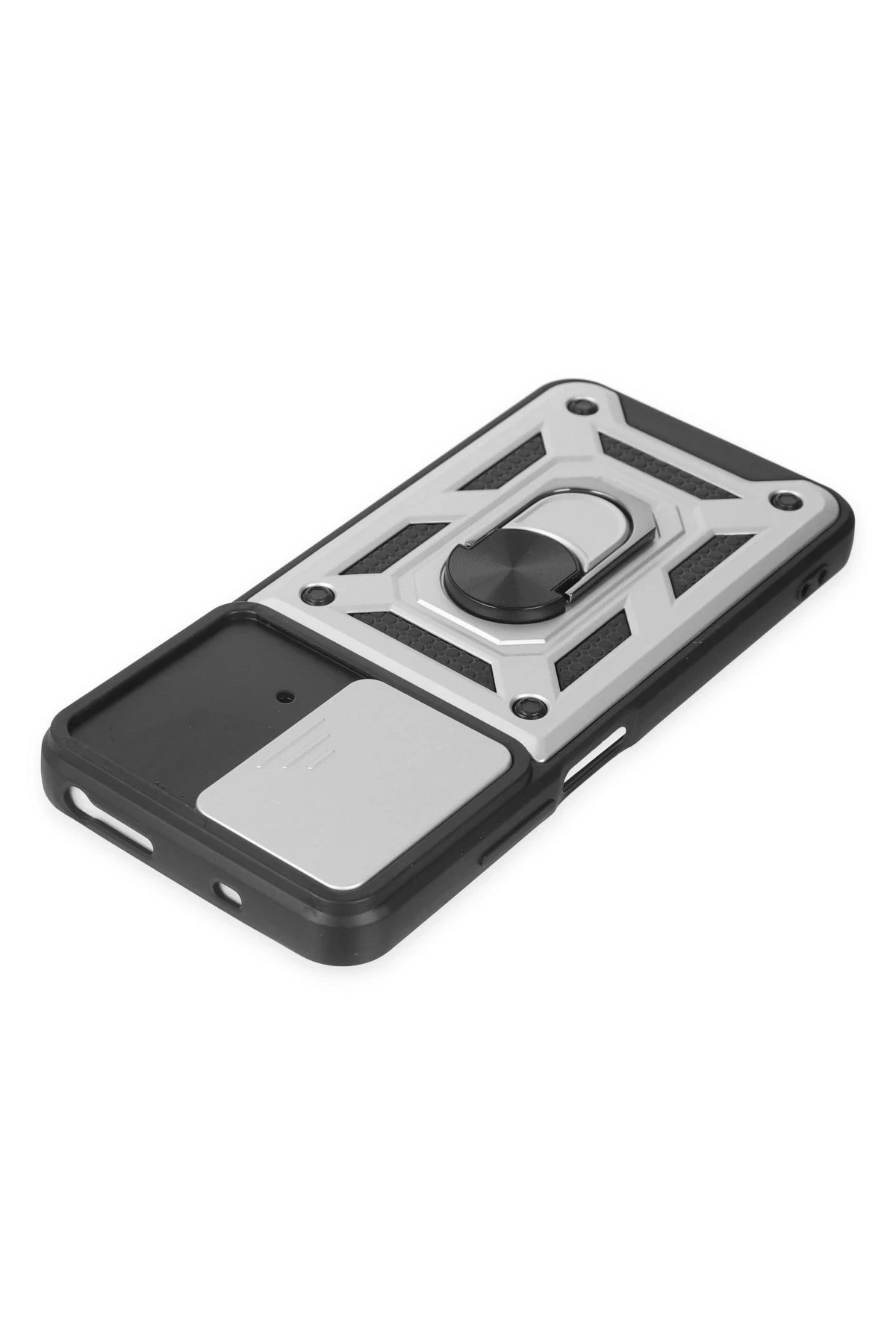 Newface Xiaomi Poco M4 Pro 4G Kılıf Pars Lens Yüzüklü Silikon - Gümüş