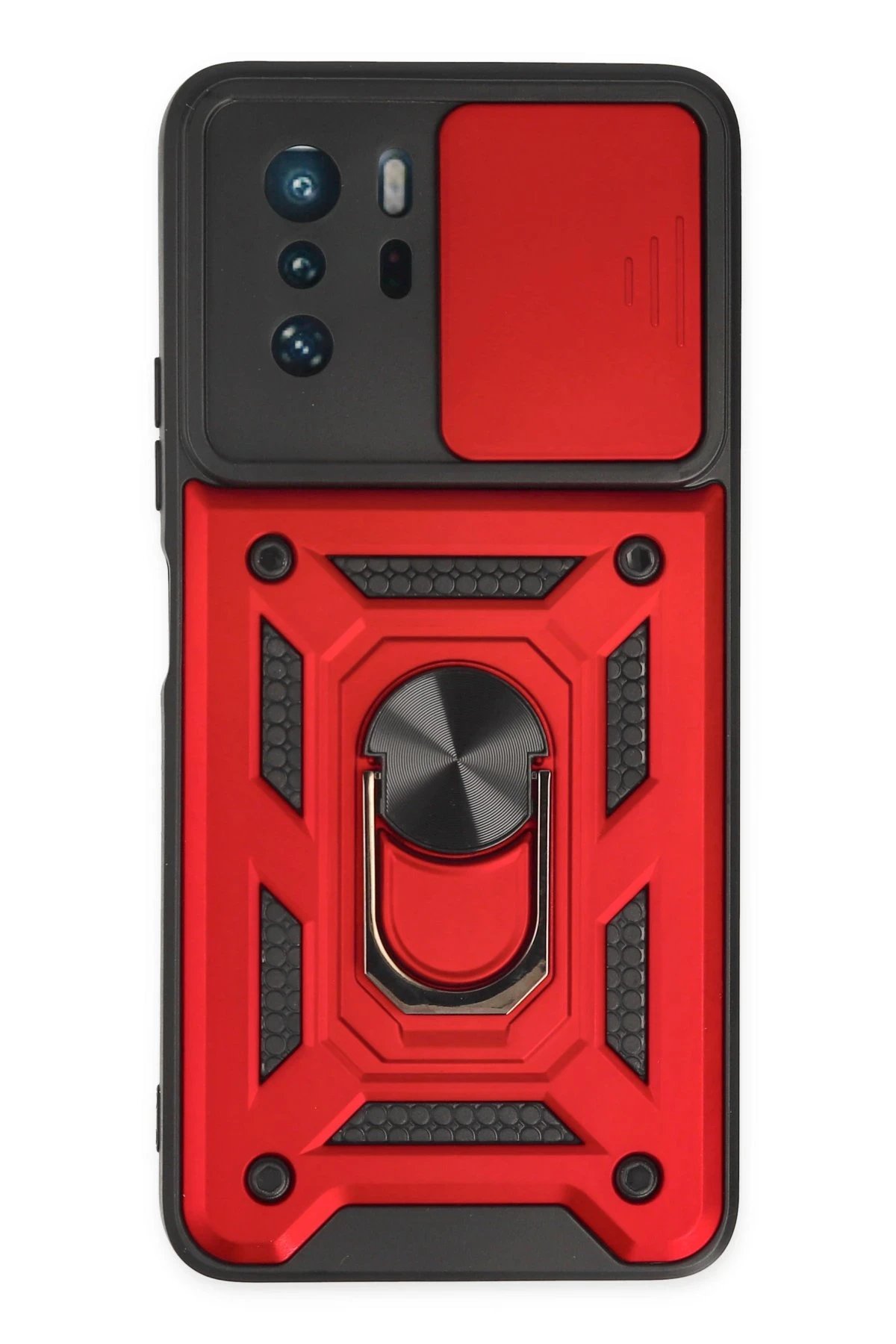 Newface Xiaomi Poco X3 GT Kılıf Pars Lens Yüzüklü Silikon - Kırmızı