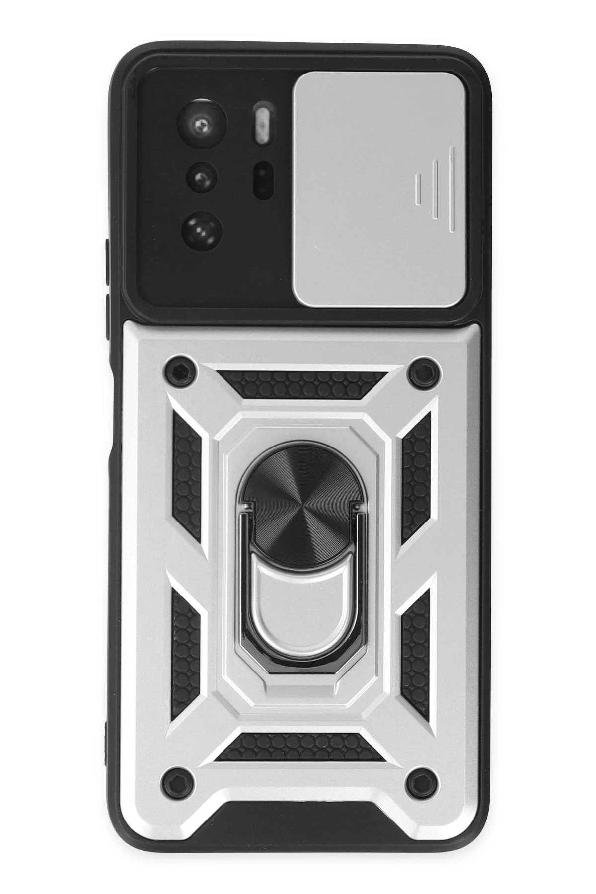 Newface Xiaomi Poco X3 GT Kılıf Pars Lens Yüzüklü Silikon - Gümüş