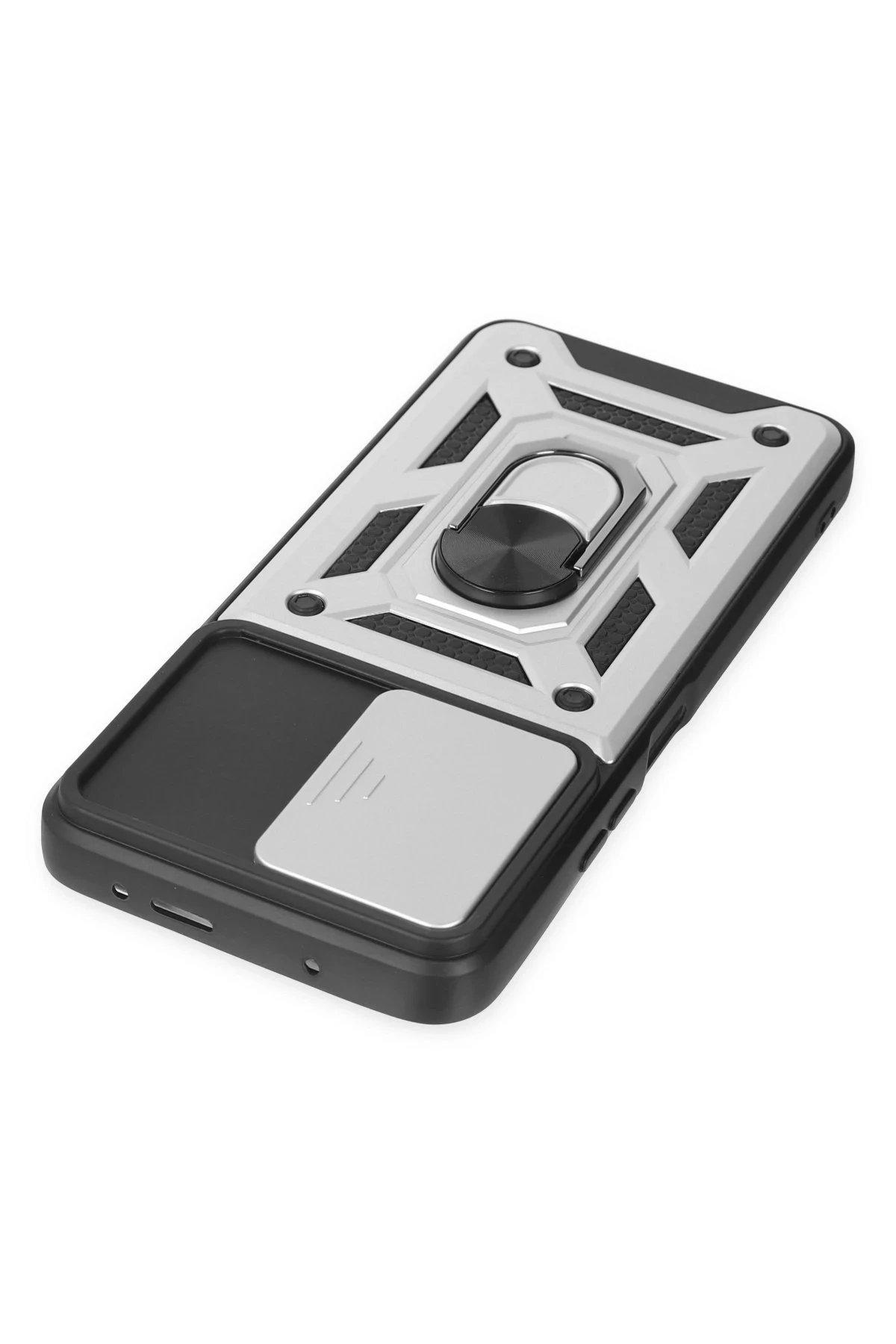 Newface Xiaomi Poco X3 GT Kılıf Pars Lens Yüzüklü Silikon - Gümüş