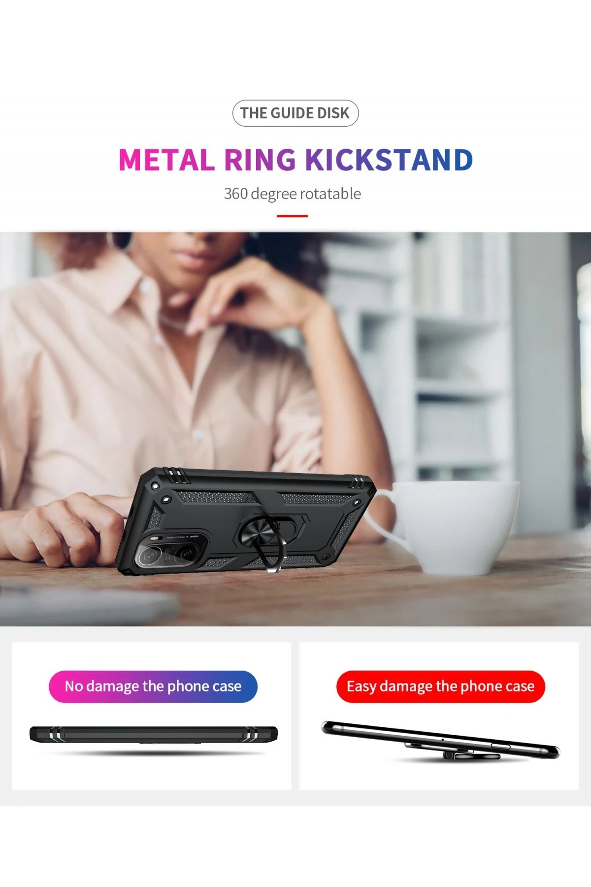 Newface Xiaomi Poco F3 Kılıf Sofya Yüzüklü Silikon Kapak - Siyah