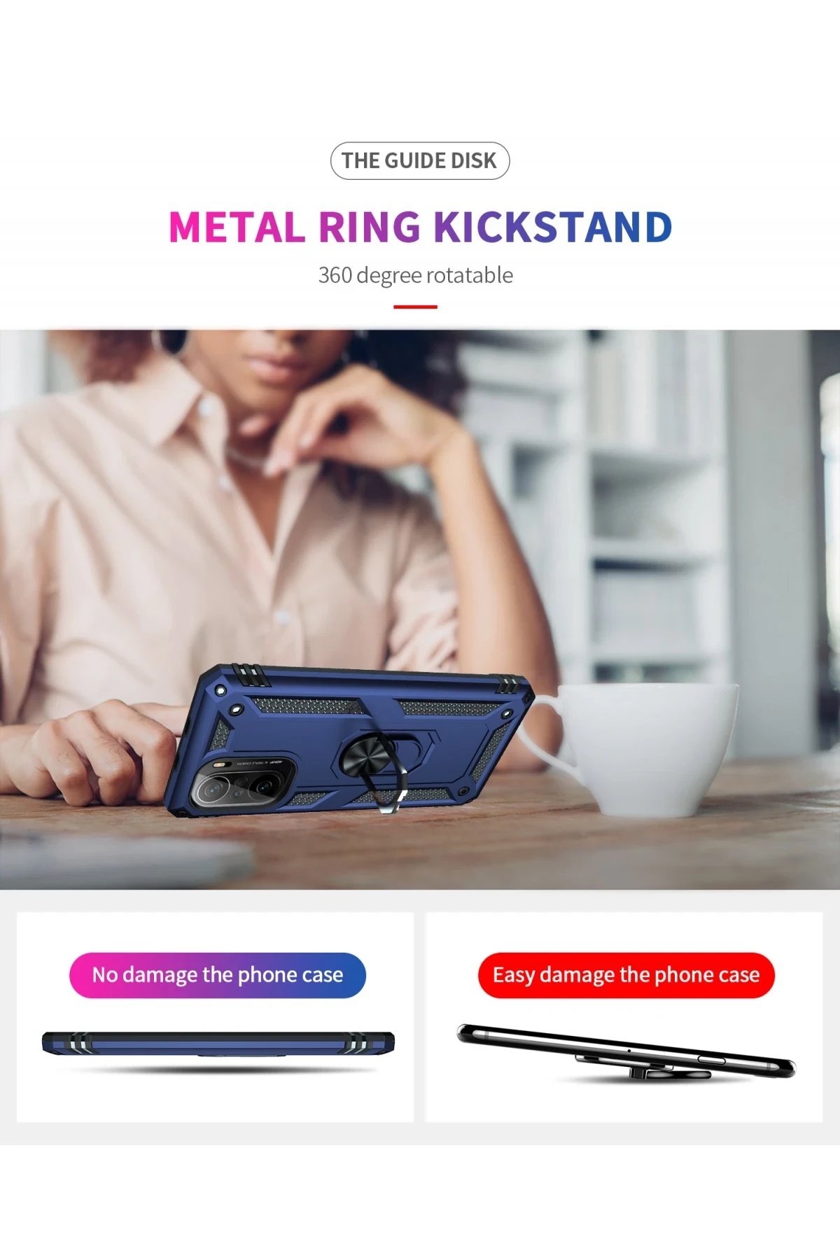 Newface Xiaomi Poco F3 Kılıf Sofya Yüzüklü Silikon Kapak - Lacivert