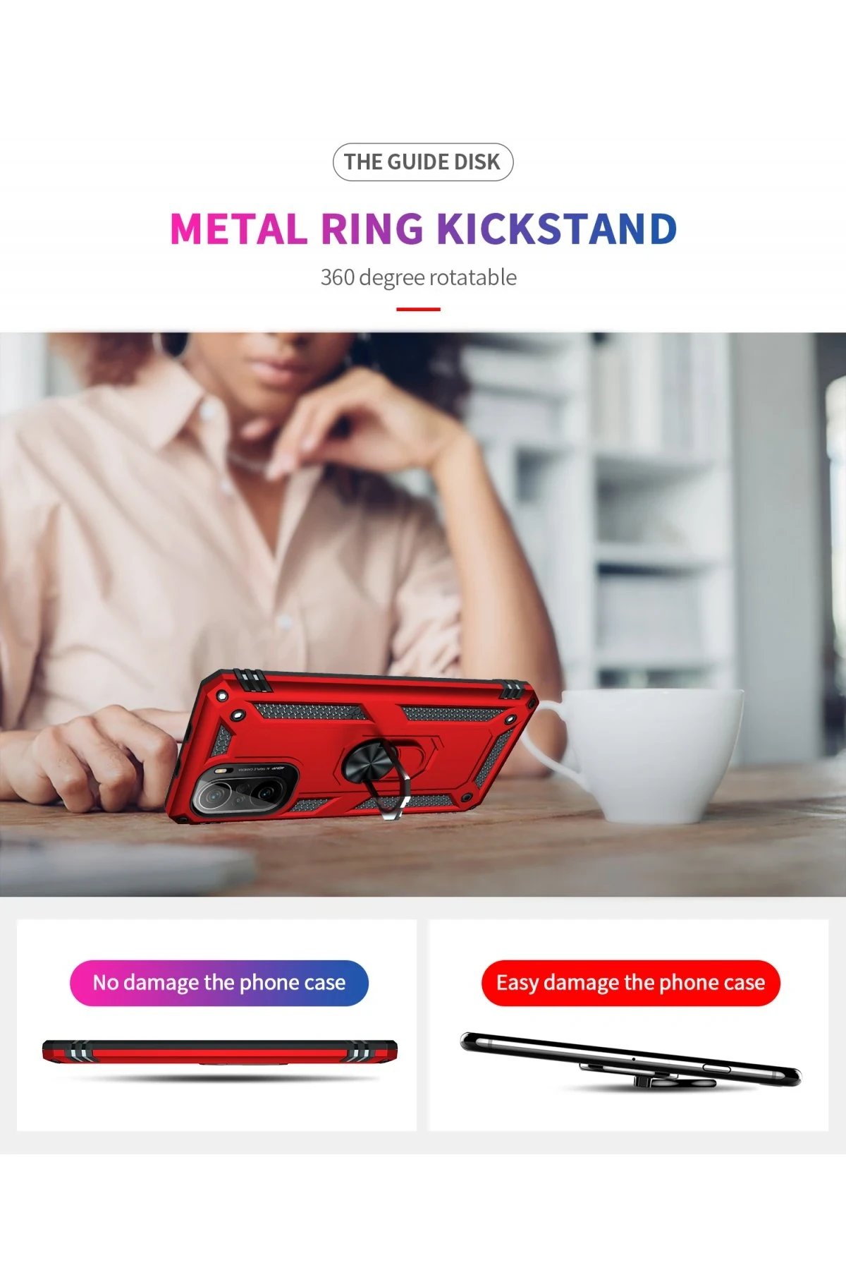 Newface Xiaomi Poco F3 Kılıf Sofya Yüzüklü Silikon Kapak - Kırmızı