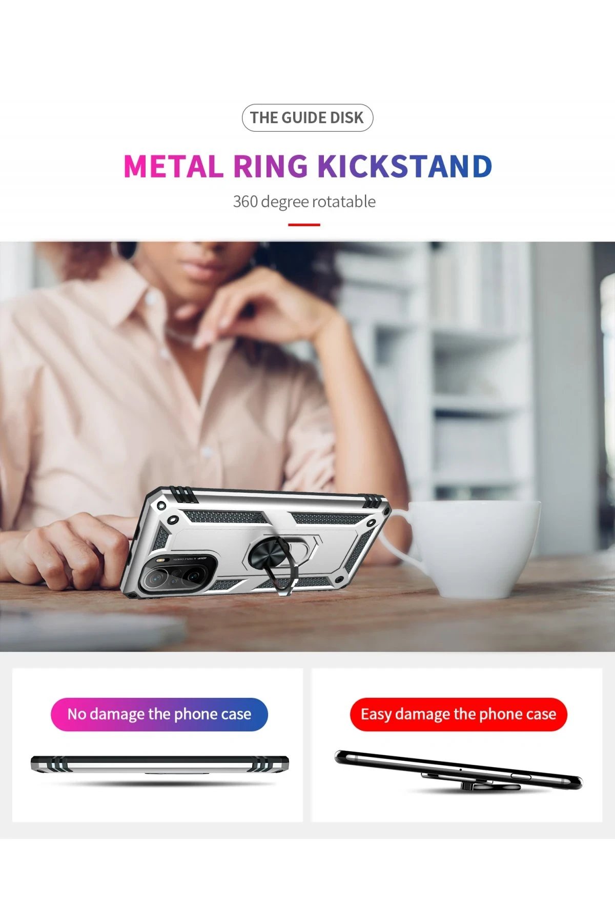 Newface Xiaomi Poco F3 Kılıf Sofya Yüzüklü Silikon Kapak - Gümüş