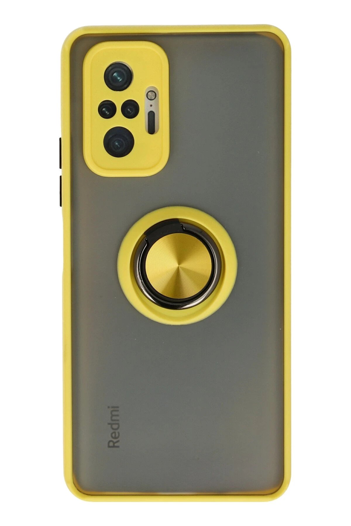 Newface Xiaomi Redmi Note 10 Pro Kılıf Montreal Yüzüklü Silikon Kapak - Sarı