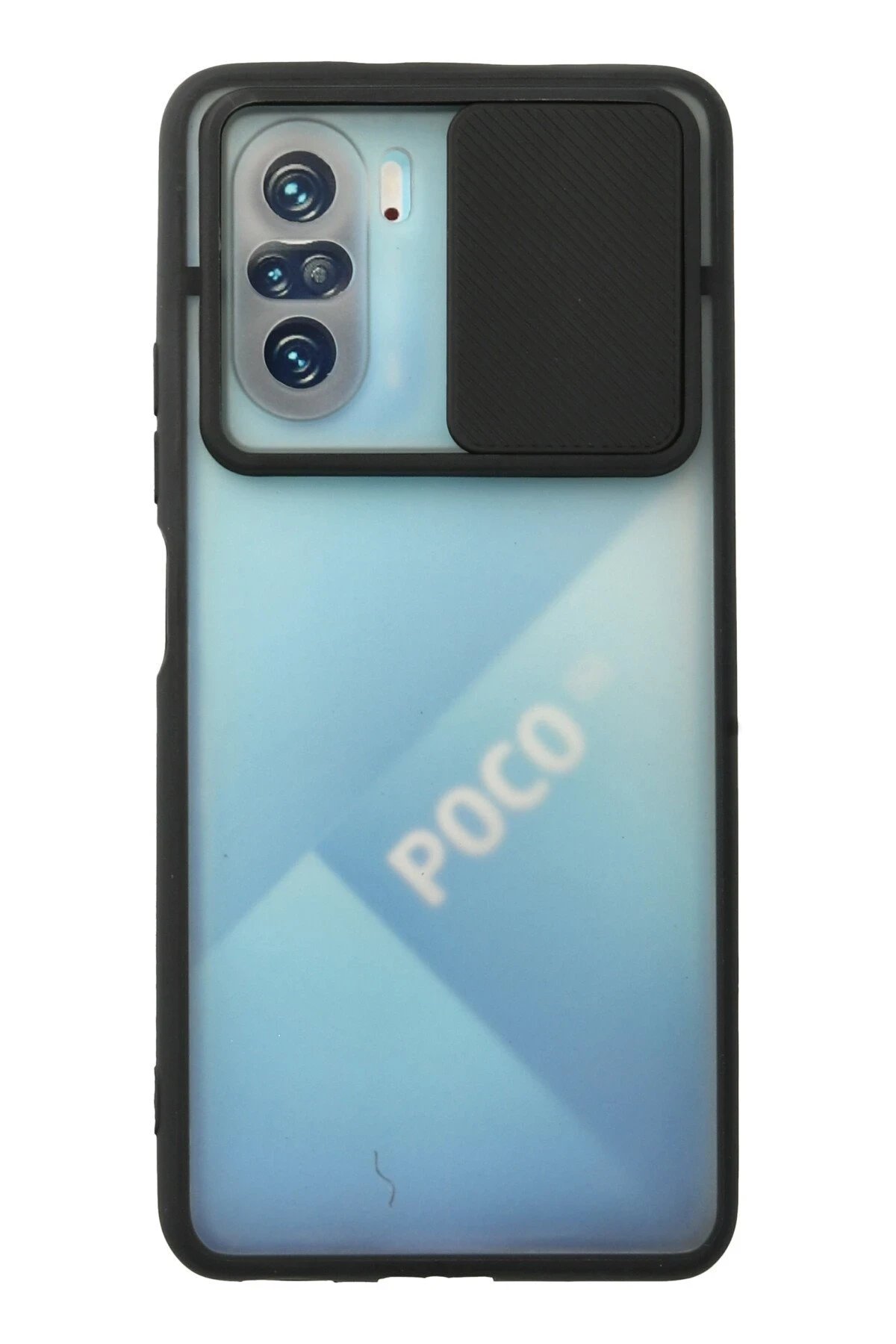 Newface Xiaomi Poco F3 Kılıf Palm Buzlu Kamera Sürgülü Silikon - Siyah