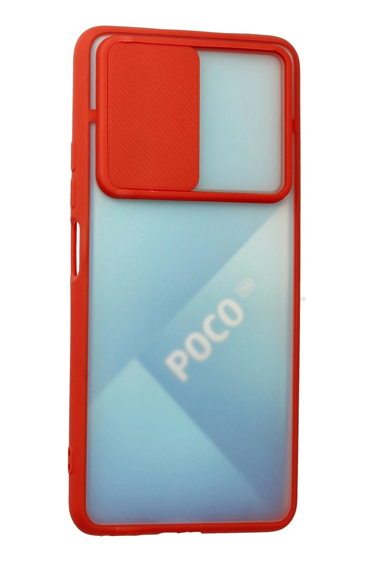 Newface Xiaomi Poco F3 Kılıf Palm Buzlu Kamera Sürgülü Silikon - Kırmızı