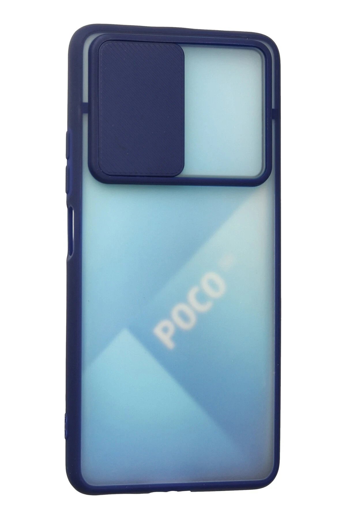 Newface Xiaomi Poco F3 Kılıf Palm Buzlu Kamera Sürgülü Silikon - Lacivert