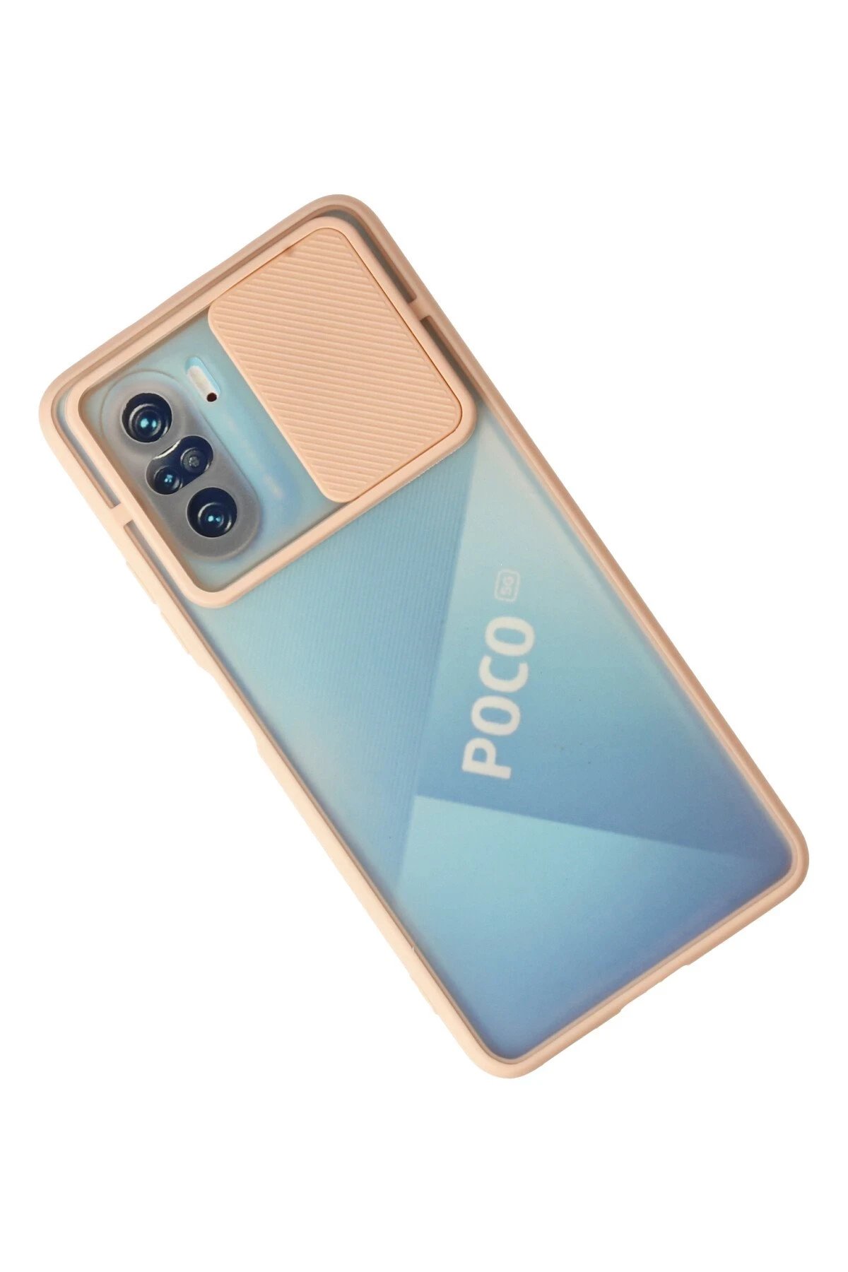 Newface Xiaomi Poco F3 Kılıf Palm Buzlu Kamera Sürgülü Silikon - Pembe