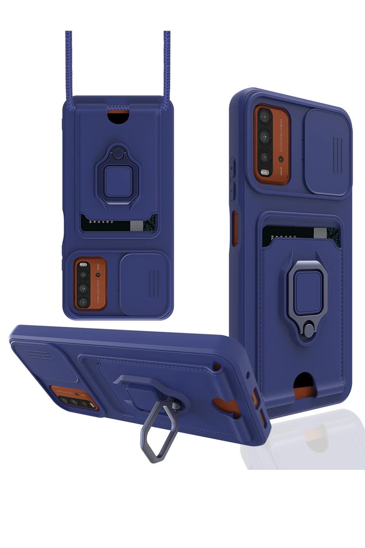 Newface Xiaomi Redmi 9T Kılıf Zuma Kartvizitli Yüzüklü Silikon - Lacivert