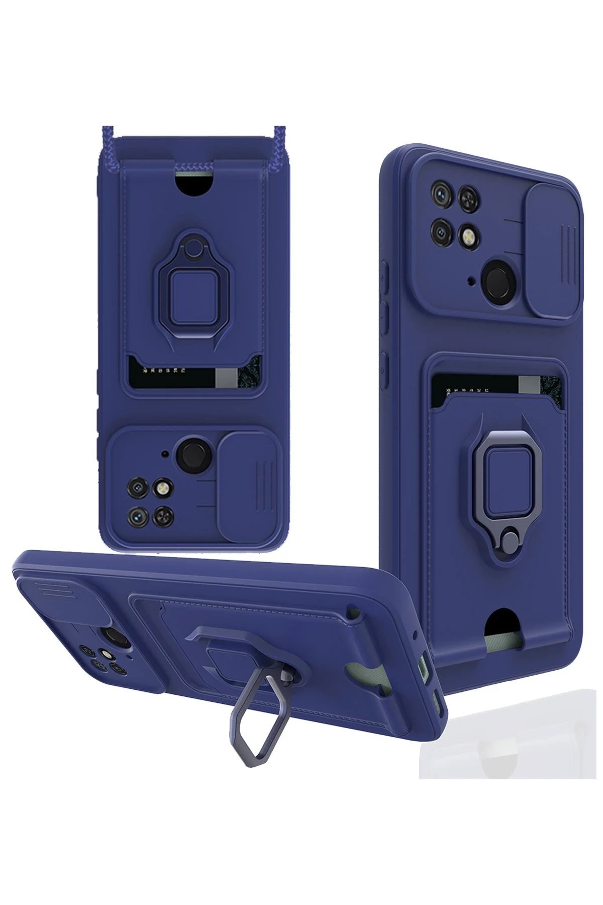 Newface Xiaomi Redmi 10C Kılıf Zuma Kartvizitli Yüzüklü Silikon - Lacivert