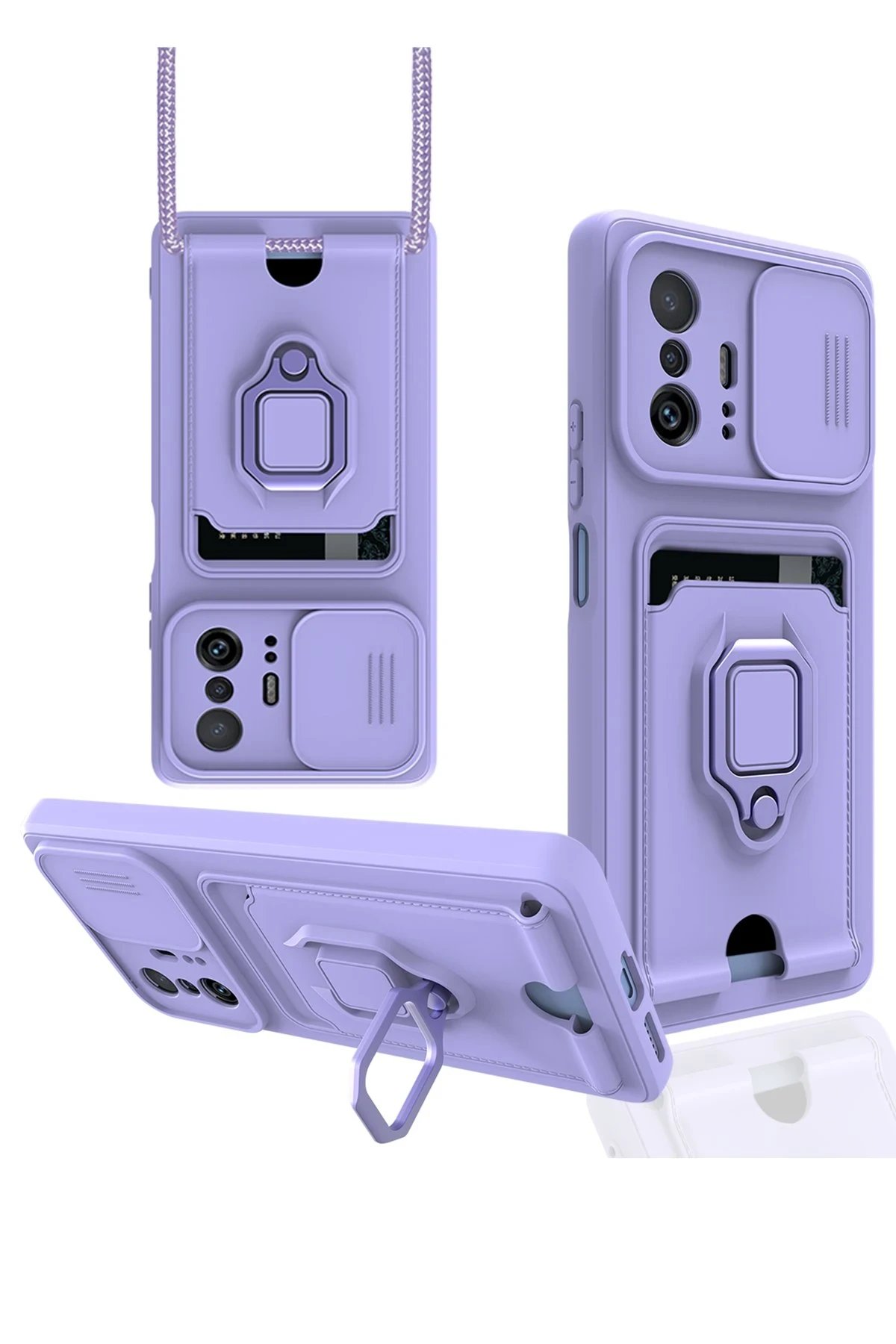 Newface Xiaomi Mi 11T Pro Kılıf Zuma Kartvizitli Yüzüklü Silikon - Lila