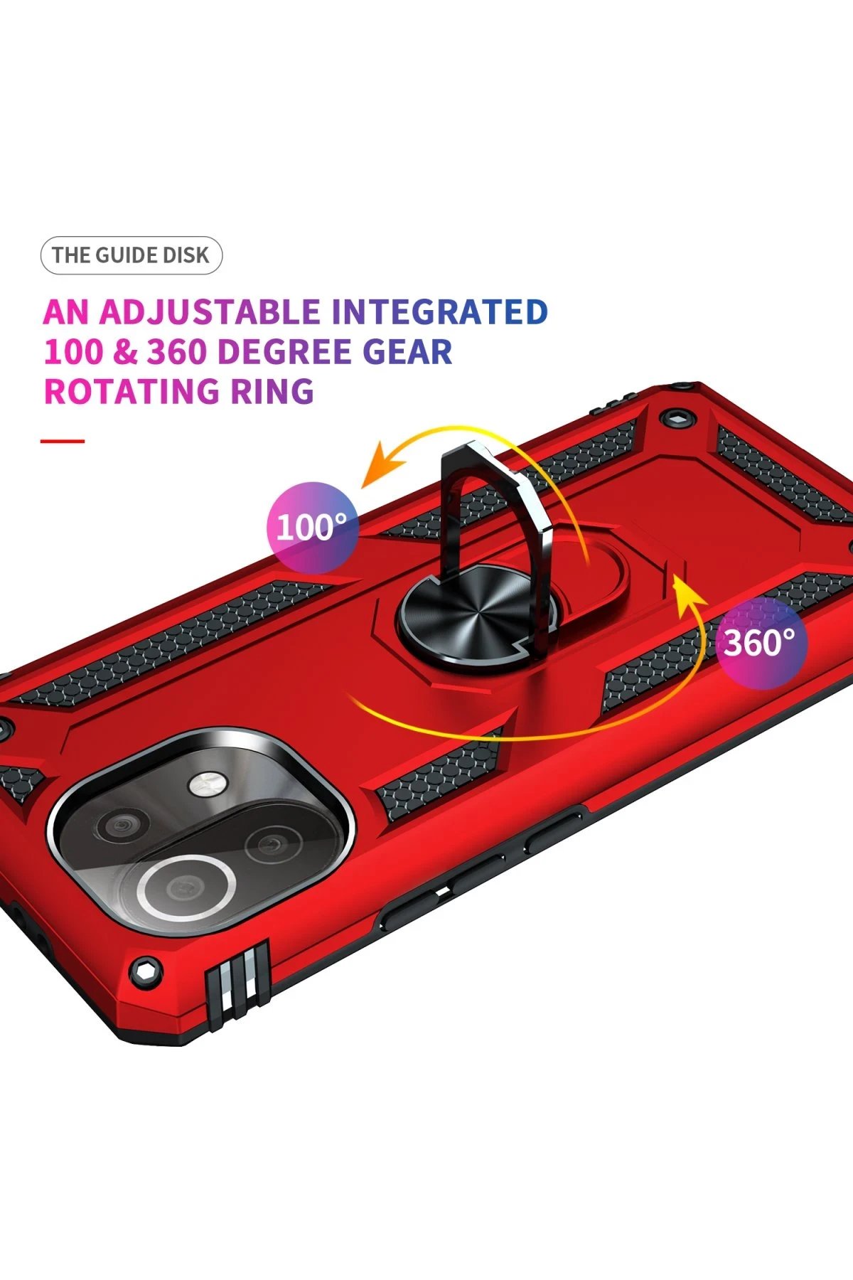 Newface Xiaomi Mİ 11 Lite Kılıf Sofya Yüzüklü Silikon Kapak - Kırmızı