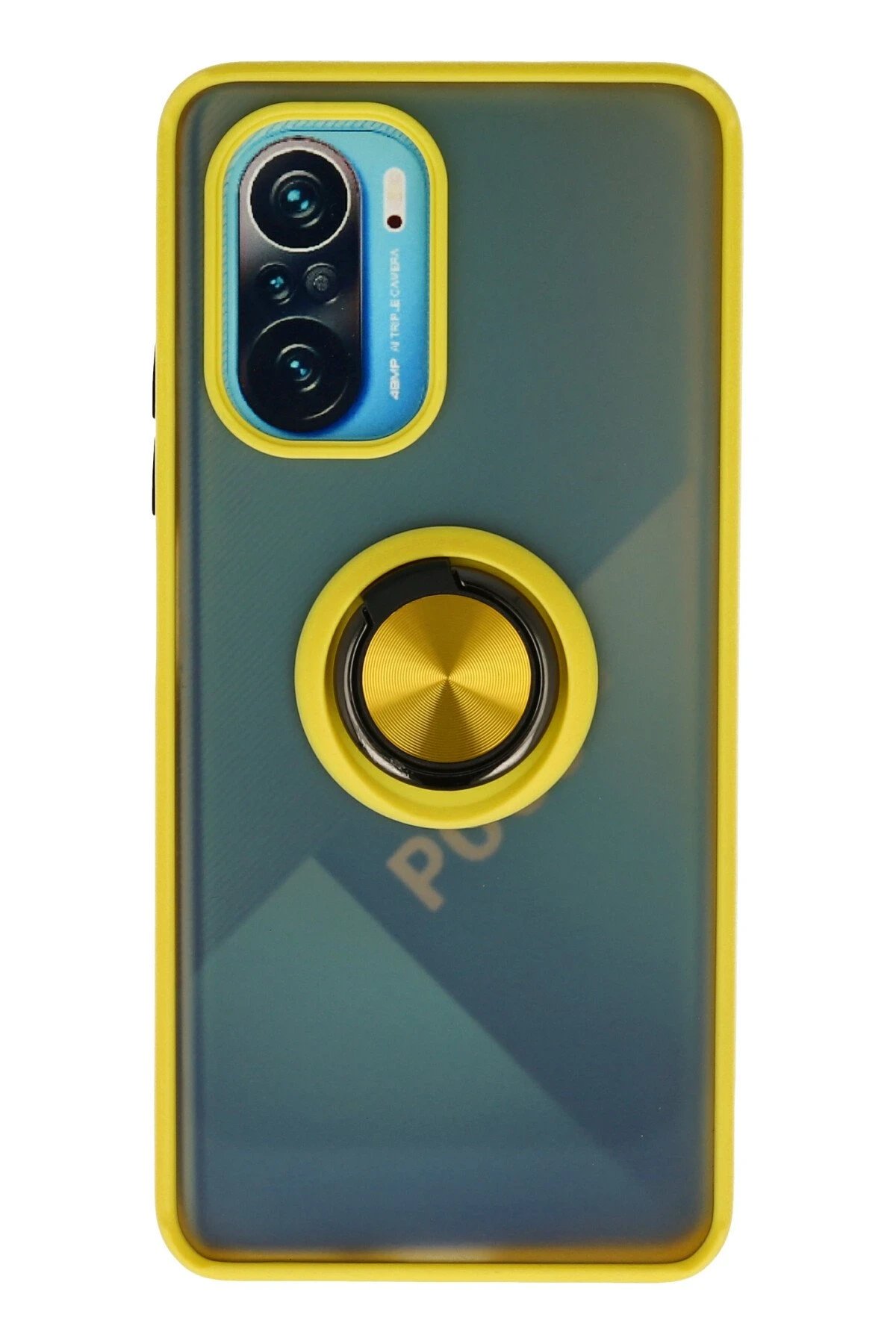 Newface Xiaomi Redmi K40 Kılıf Montreal Yüzüklü Silikon Kapak - Sarı