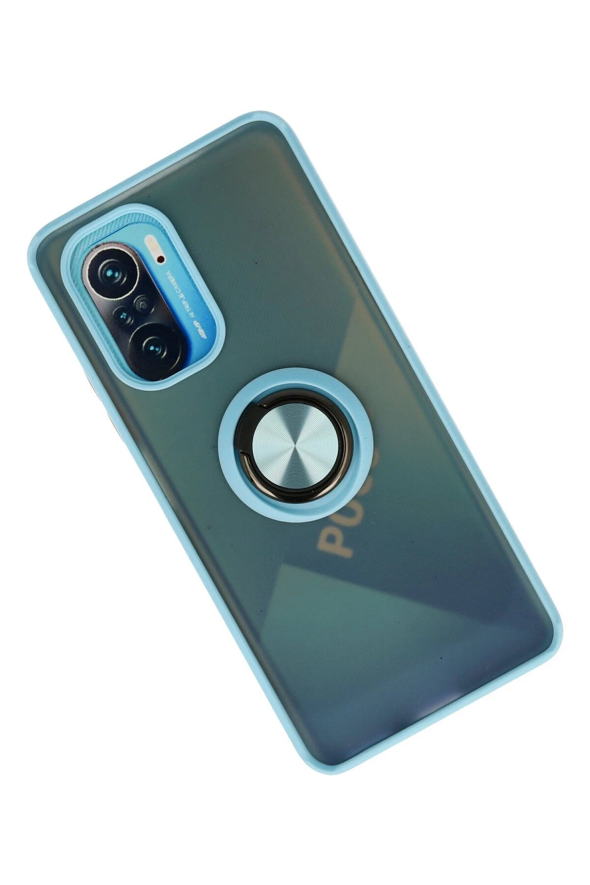 Newface Xiaomi Redmi K40 Kılıf Montreal Yüzüklü Silikon Kapak - Buz Mavi