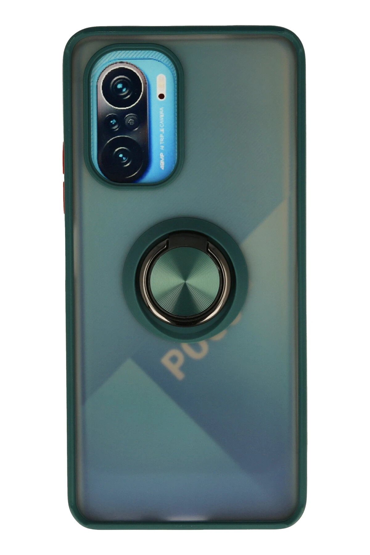 Newface Xiaomi Redmi K40 Kılıf Montreal Yüzüklü Silikon Kapak - Yeşil