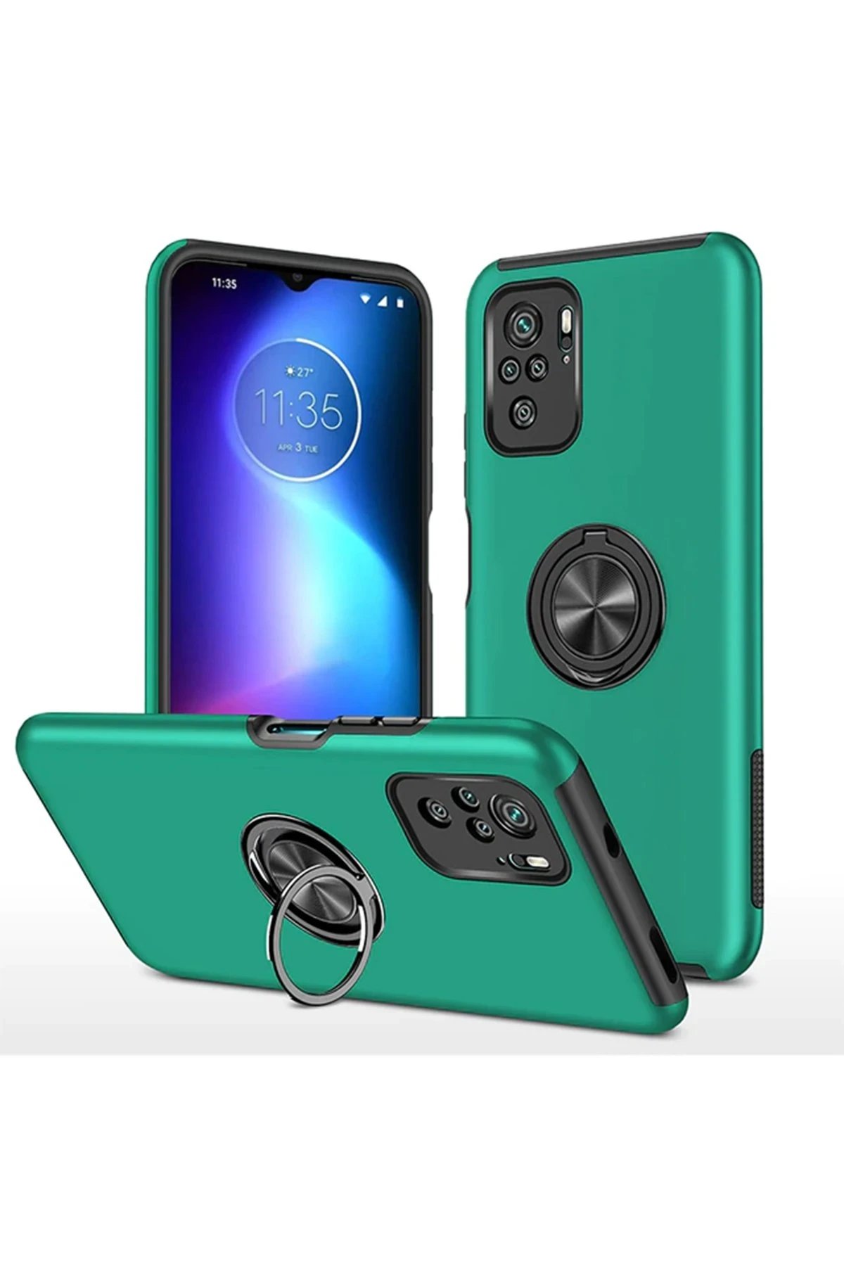 Newface Xiaomi Poco F3 Kılıf Elit Yüzüklü Kapak - Yeşil