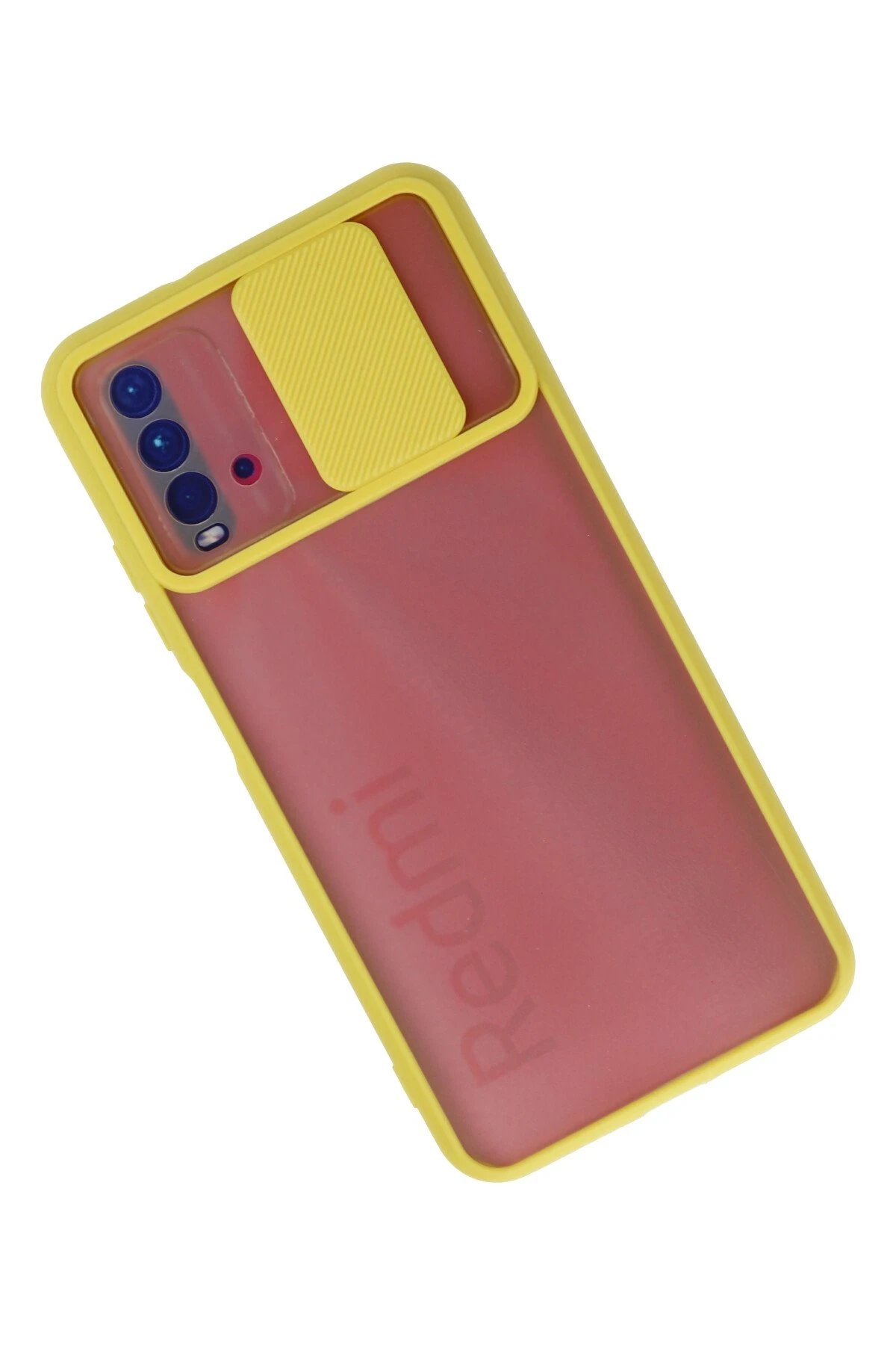 Newface Xiaomi Redmi 9T Kılıf Palm Buzlu Kamera Sürgülü Silikon - Sarı