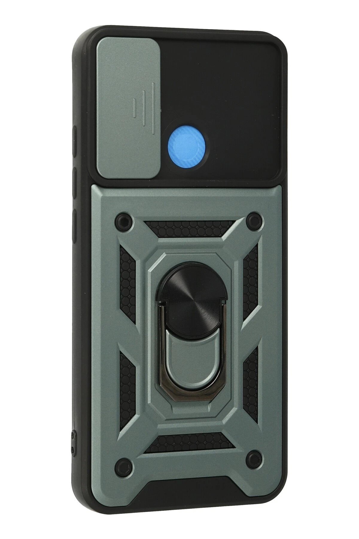 Newface Xiaomi Redmi 9C Kılıf Pars Lens Yüzüklü Silikon - Yeşil