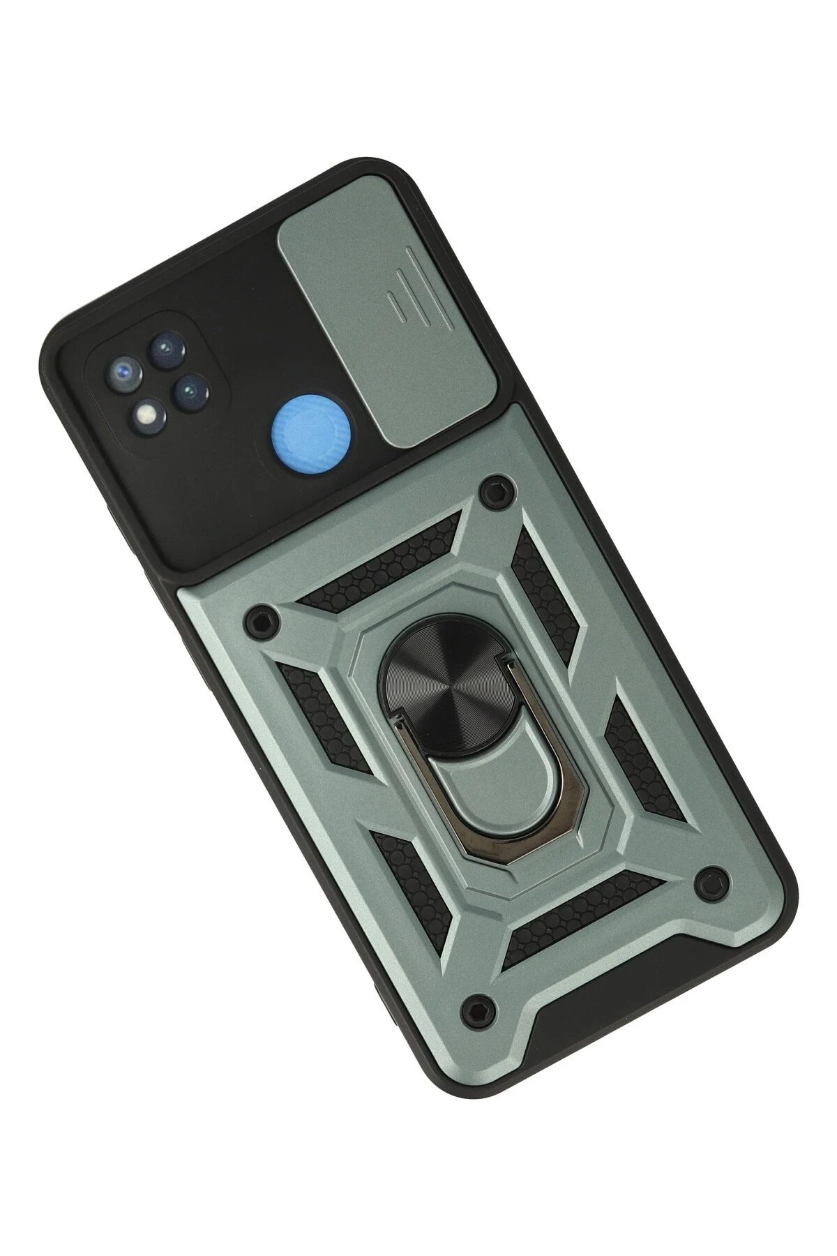 Newface Xiaomi Redmi 9C Kılıf Pars Lens Yüzüklü Silikon - Yeşil