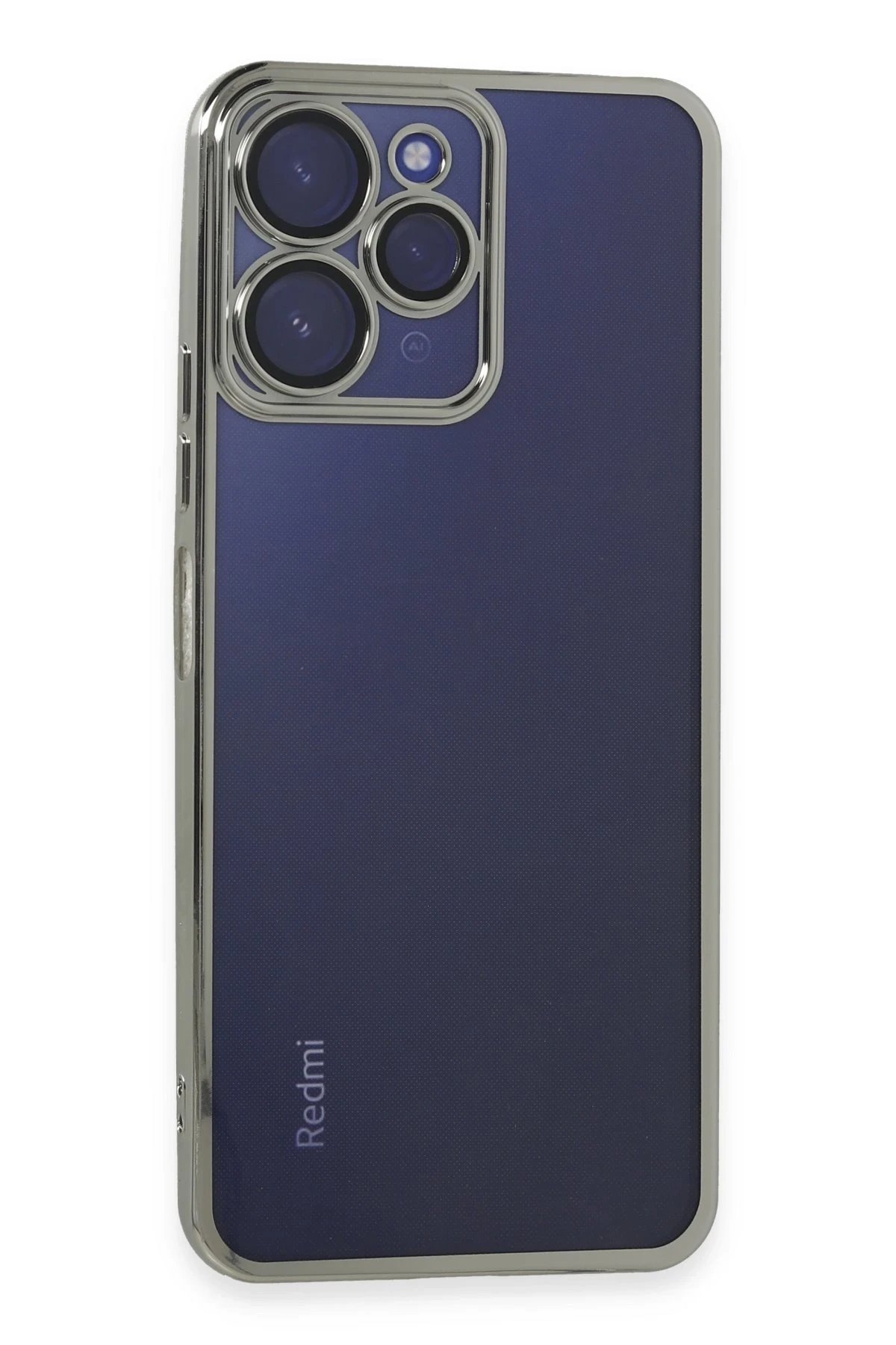 Newface Xiaomi Redmi 12 Kılıf Razer Lensli Silikon - Gümüş