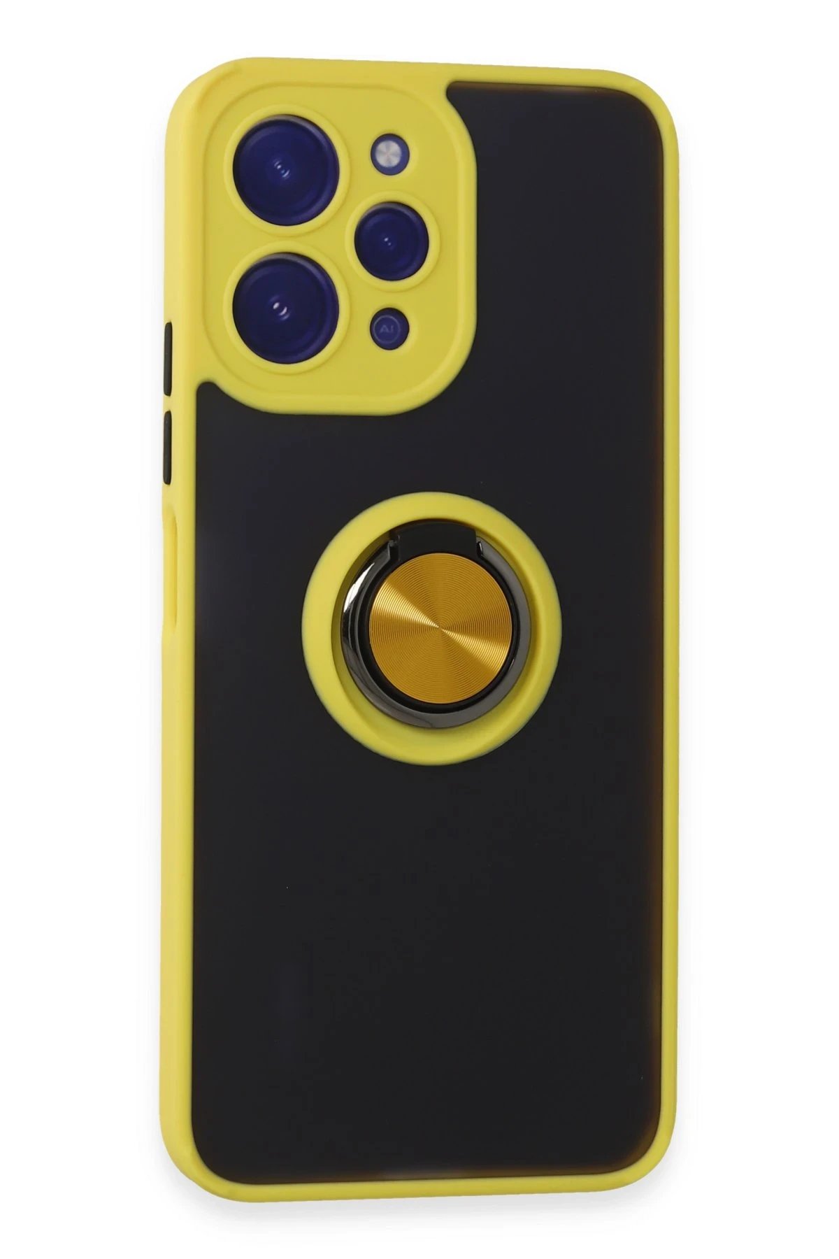 Newface Xiaomi Redmi 12 Kılıf Montreal Yüzüklü Silikon Kapak - Sarı