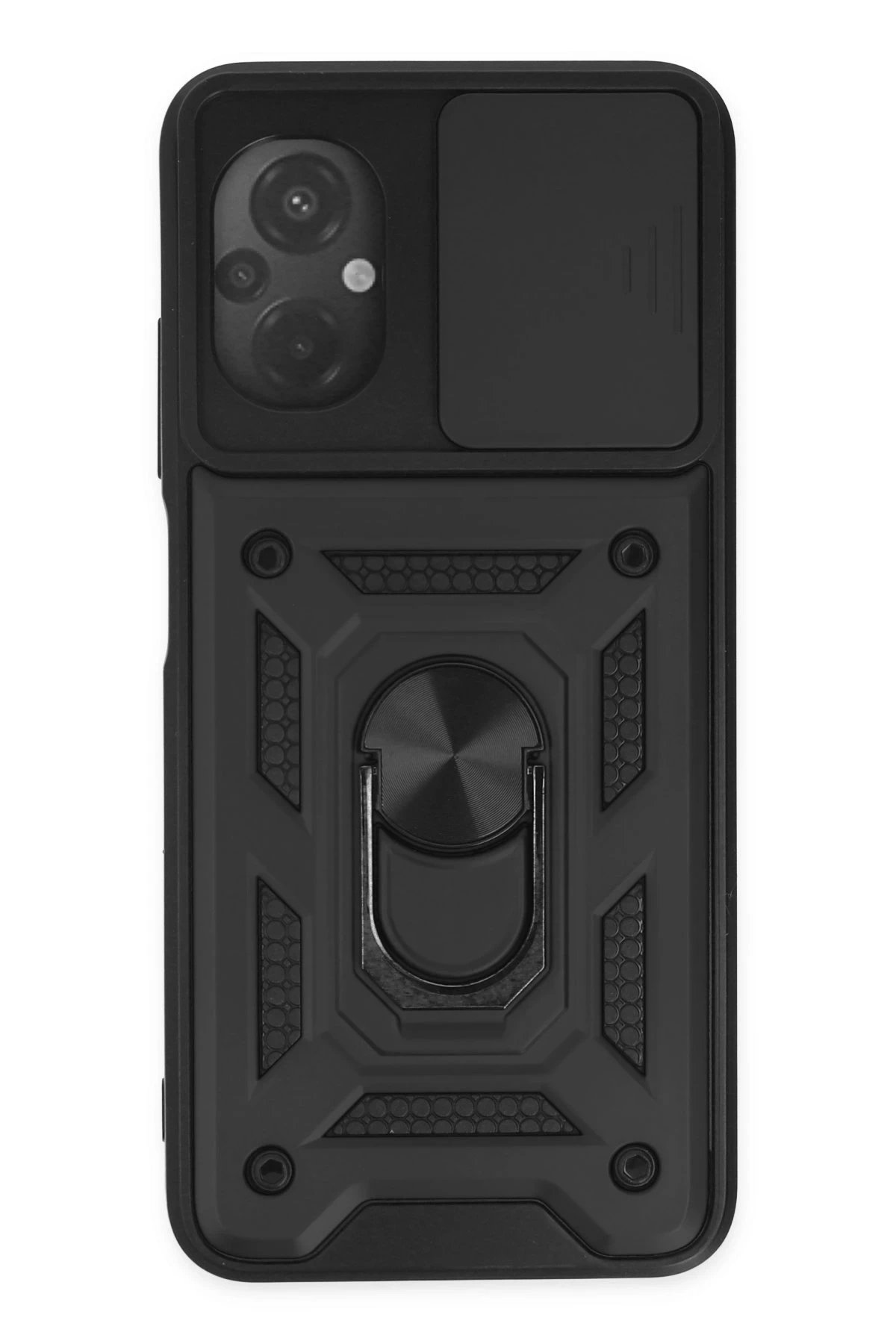 Newface Xiaomi Poco M5 Kılıf Pars Lens Yüzüklü Silikon - Siyah