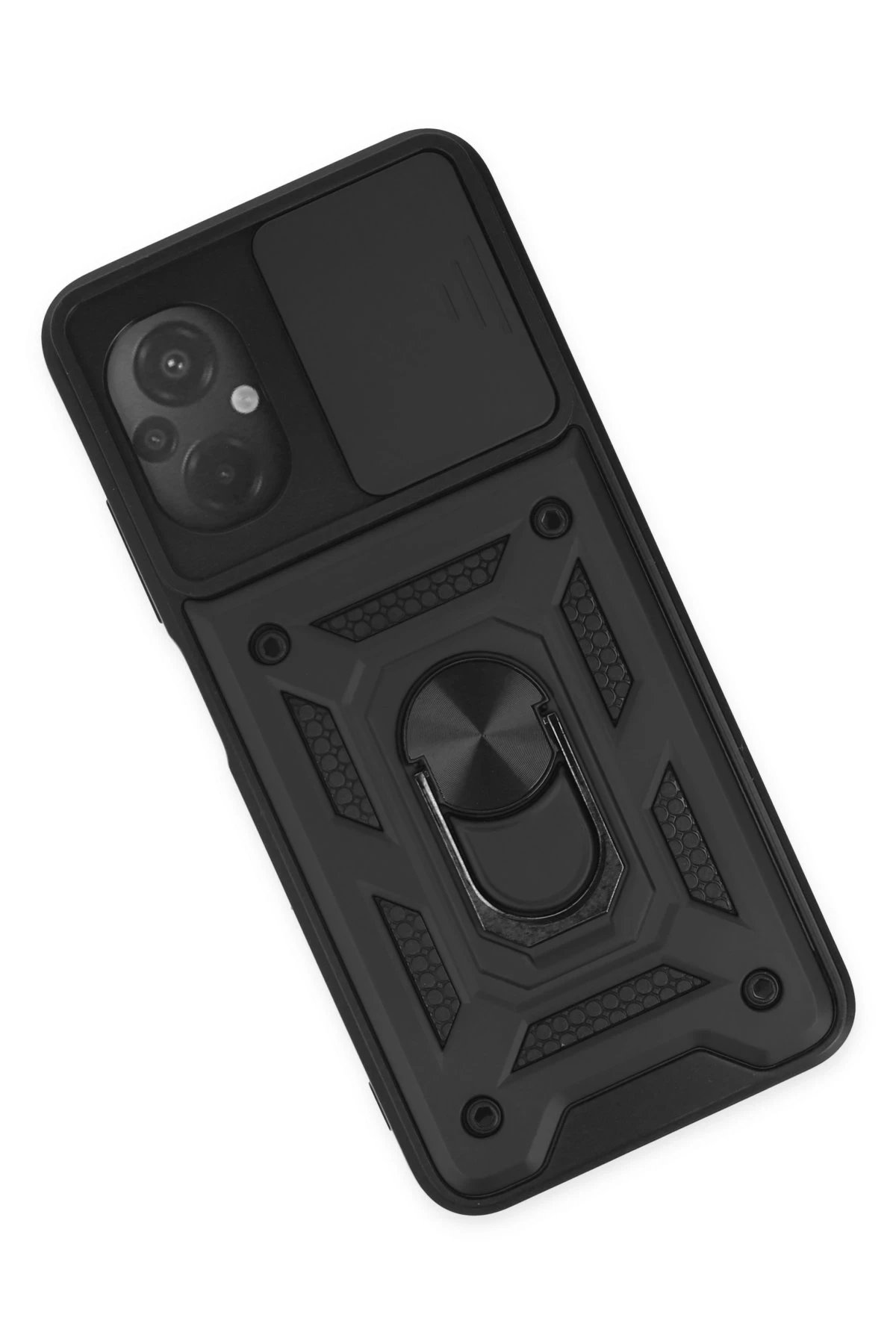 Newface Xiaomi Poco M5 Kılıf Pars Lens Yüzüklü Silikon - Siyah