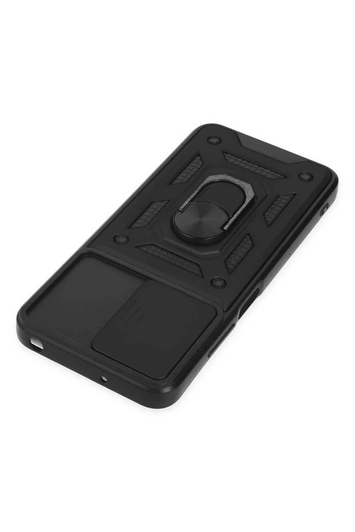 Newface Xiaomi Poco M5 Kılıf Pars Lens Yüzüklü Silikon - Siyah