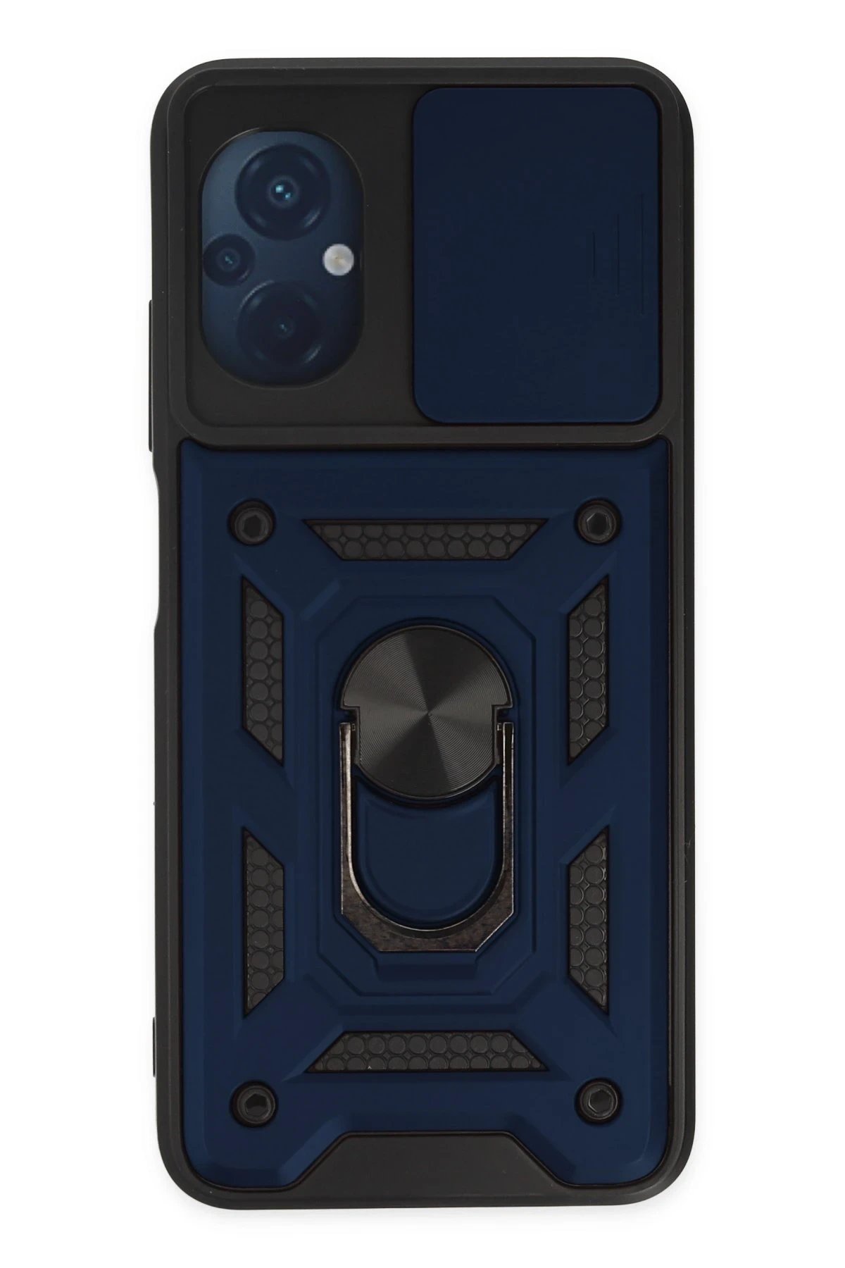 Newface Xiaomi Poco M5 Kılıf Pars Lens Yüzüklü Silikon - Lacivert