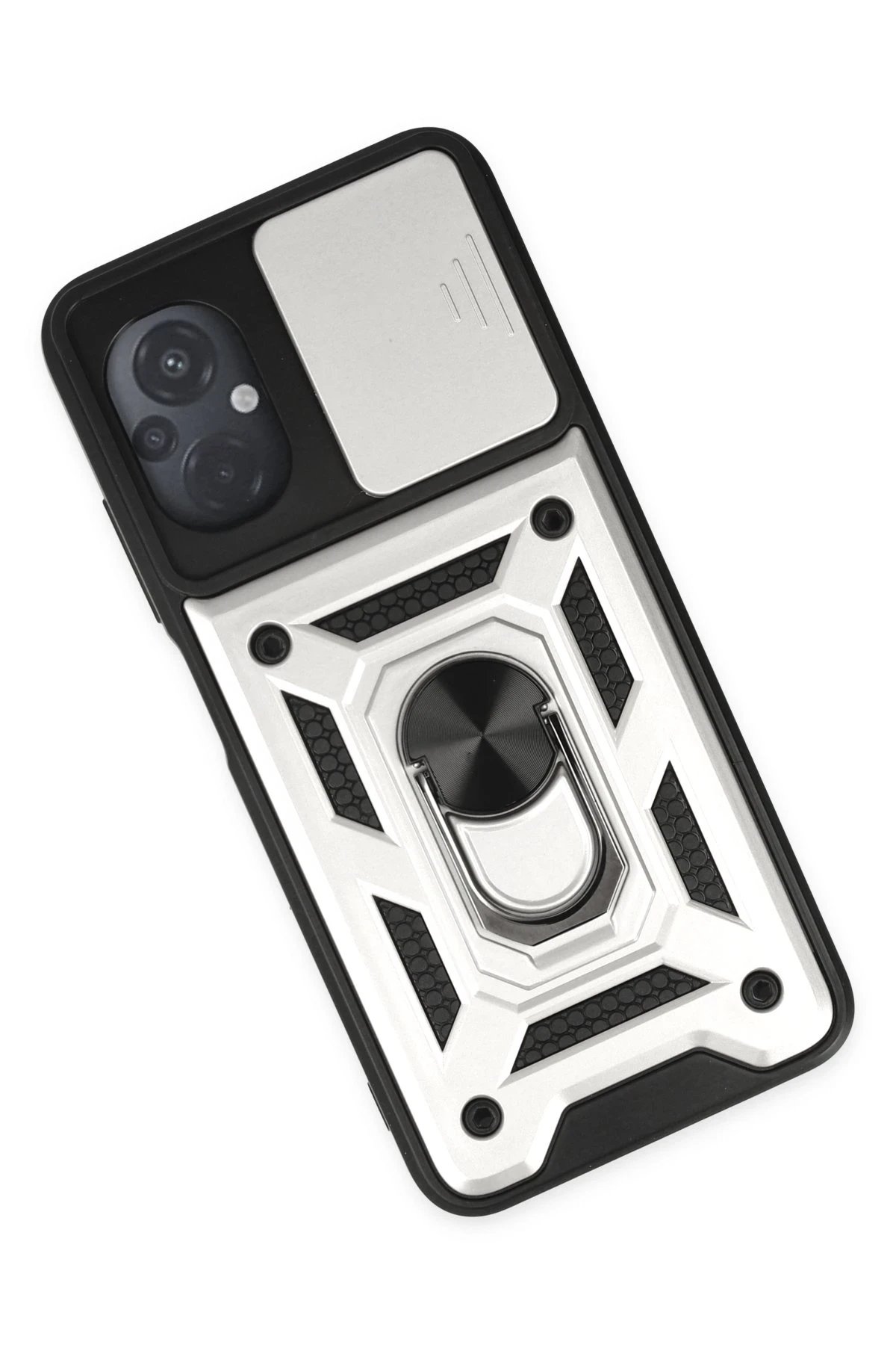 Newface Xiaomi Poco M5 Kılıf Pars Lens Yüzüklü Silikon - Gümüş