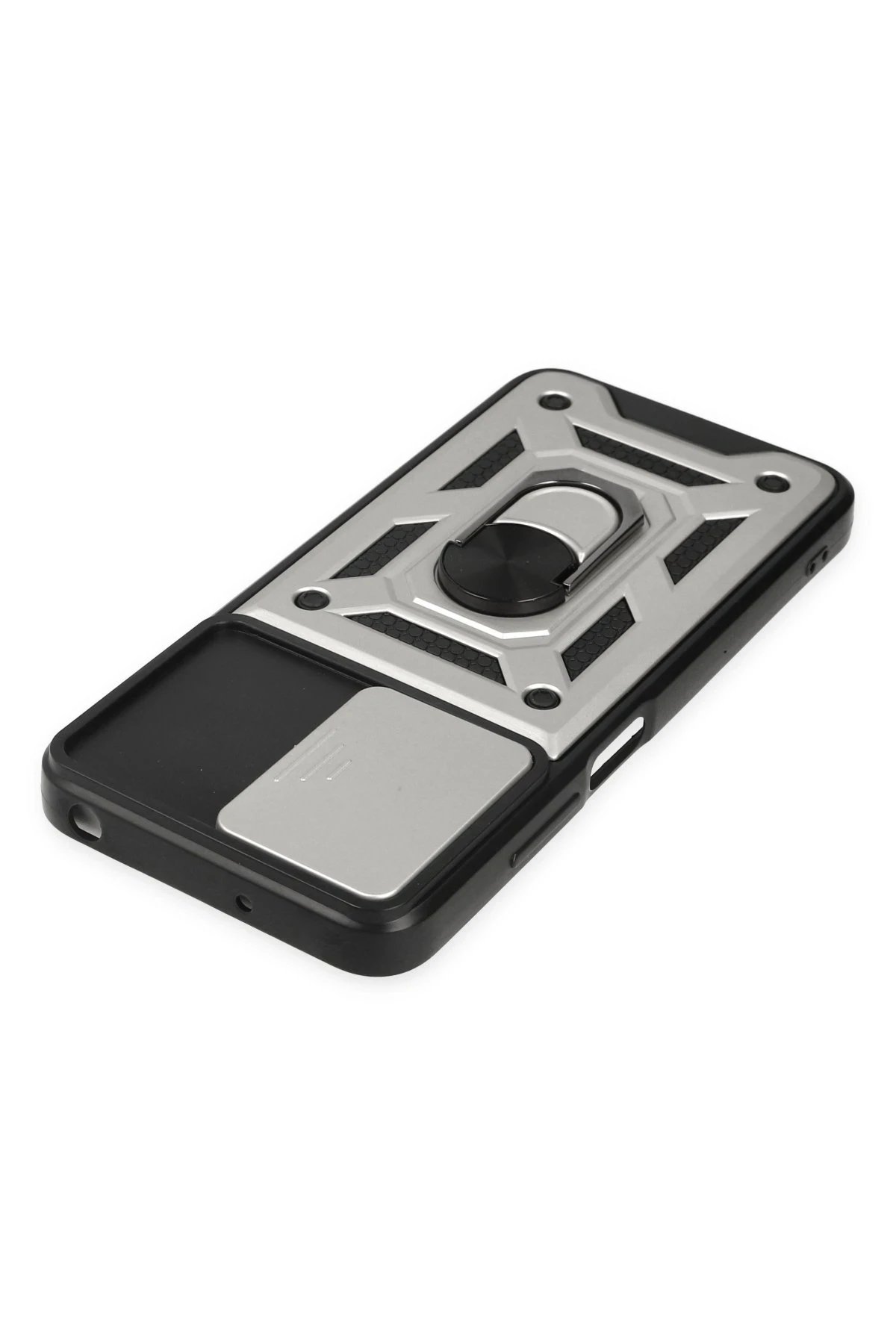 Newface Xiaomi Poco M5 Kılıf Pars Lens Yüzüklü Silikon - Gümüş