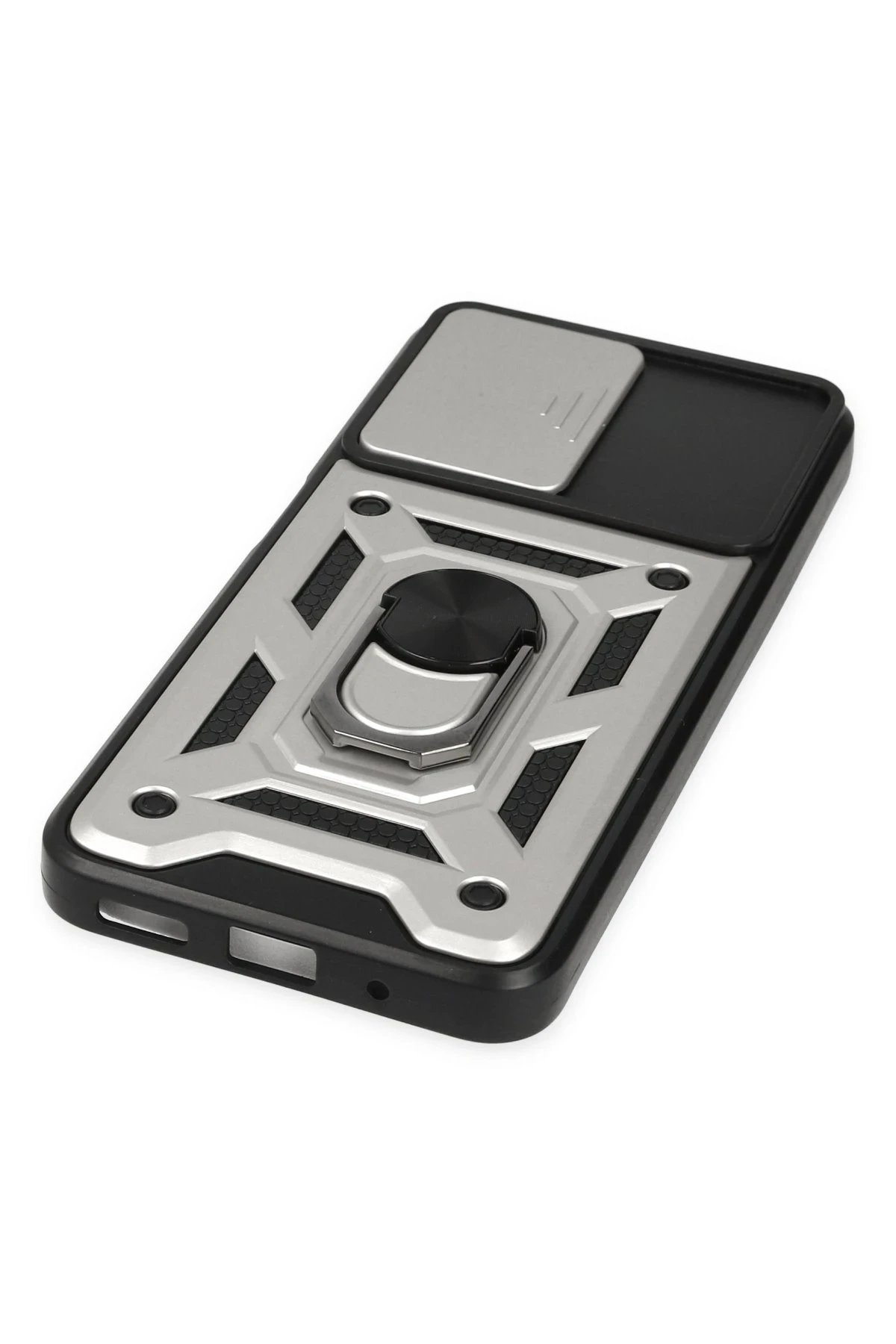 Newface Xiaomi Poco M5 Kılıf Pars Lens Yüzüklü Silikon - Gümüş