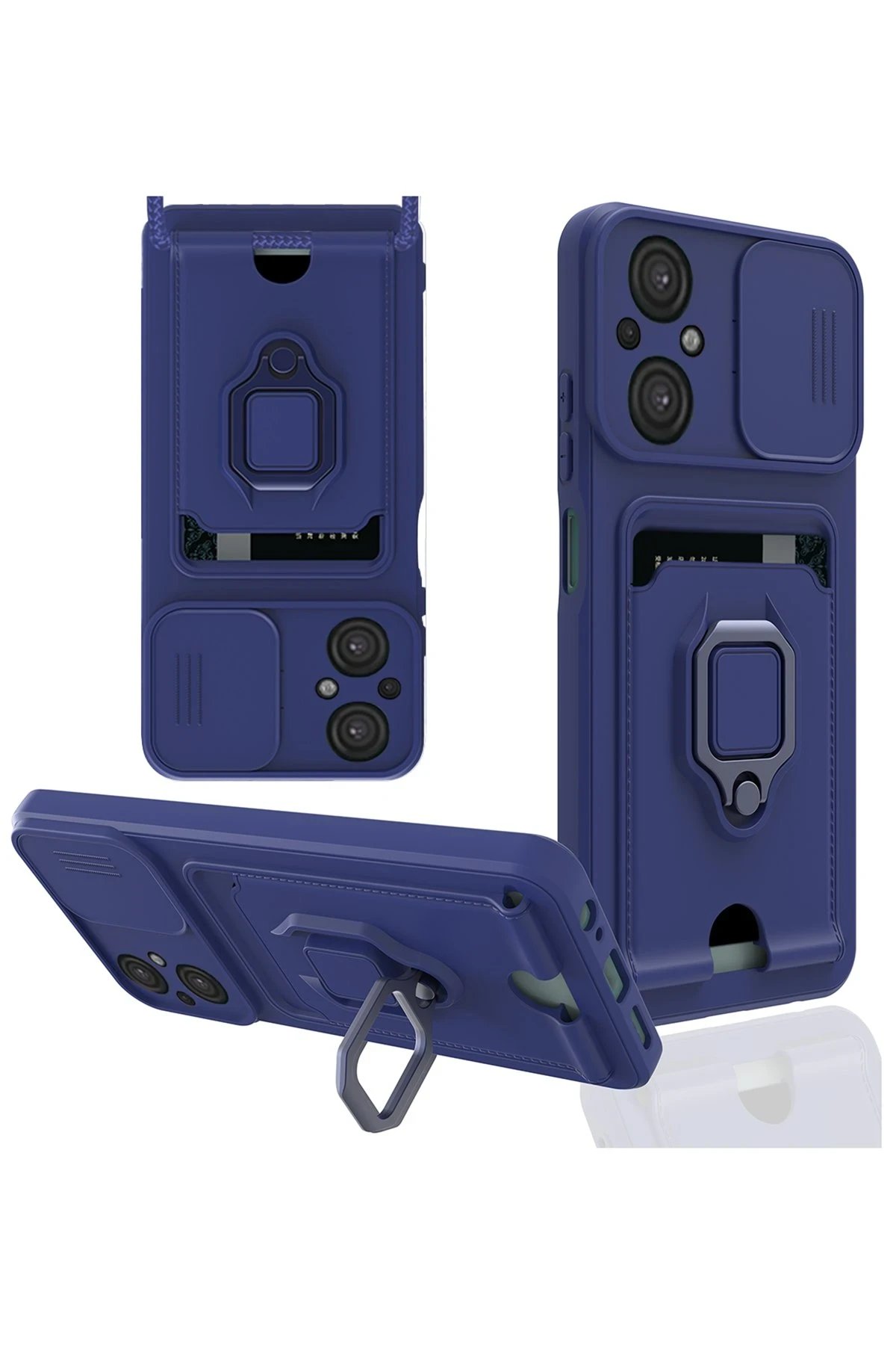 Newface Xiaomi Poco M5 Kılıf Zuma Kartvizitli Yüzüklü Silikon - Lacivert